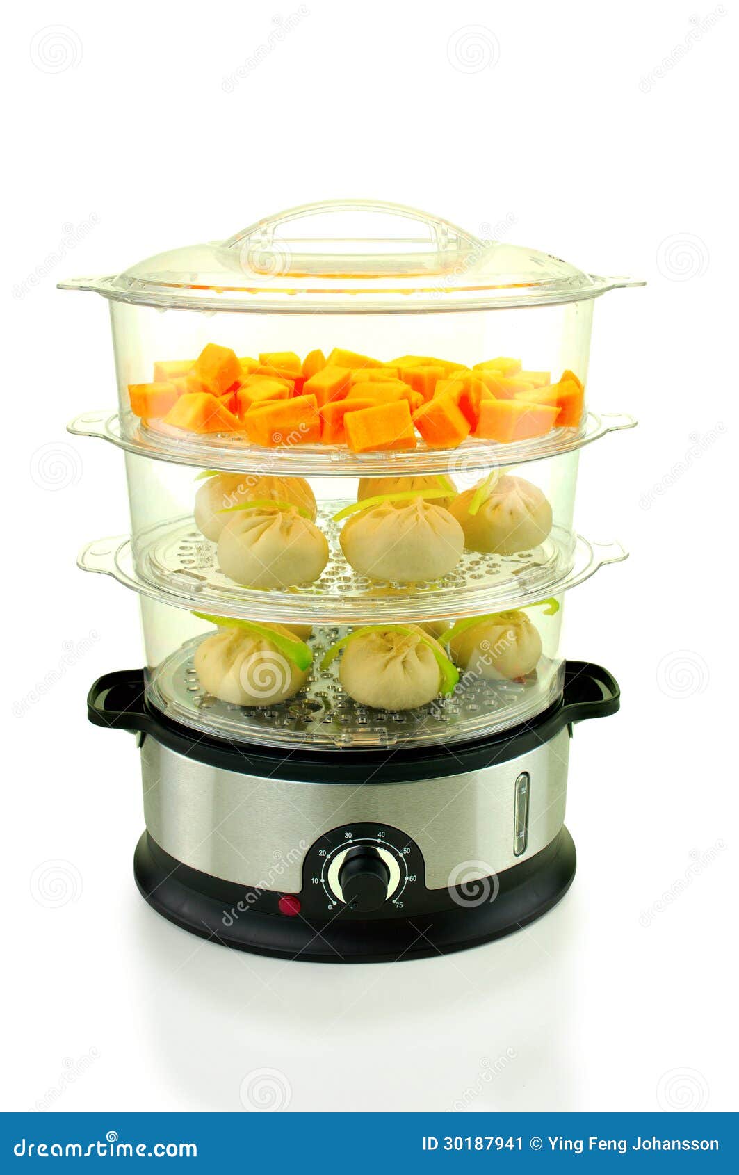 Electric Steamer With Chinese Dumplings Stock Image - Image of isolated
