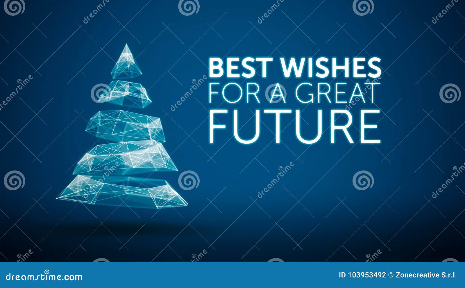 modern christmas tree and wishes great future season greetings message on blue background. elegant holiday season social