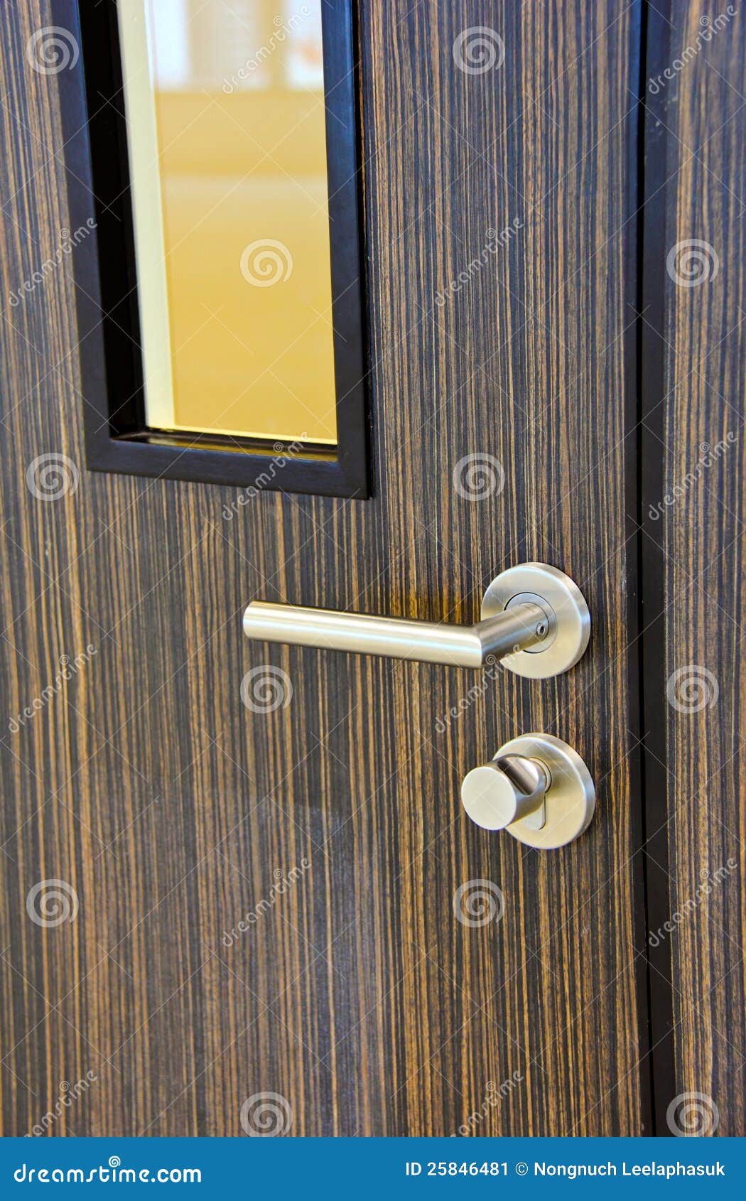 Modern Chrome Door Handle on Door Stock Image Image of hinge