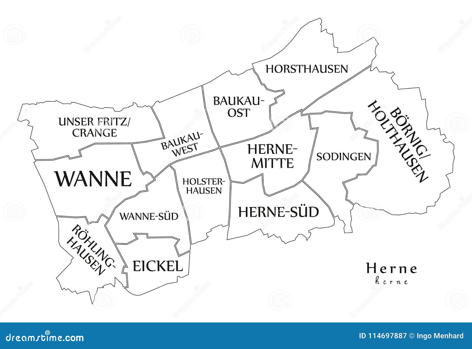 Modern City Map Herne City Germany Boroughs Titles Modern City Map Herne City Germany Boroughs Titles De 114697887 