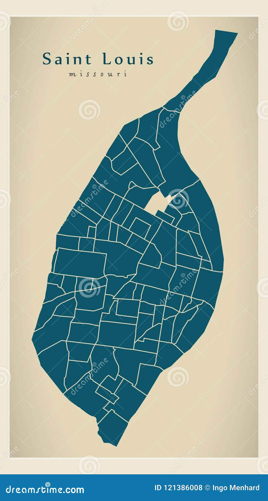 Modern City Map - Saint Louis Missouri City Of The USA With Neighborhoods Stock Vector ...