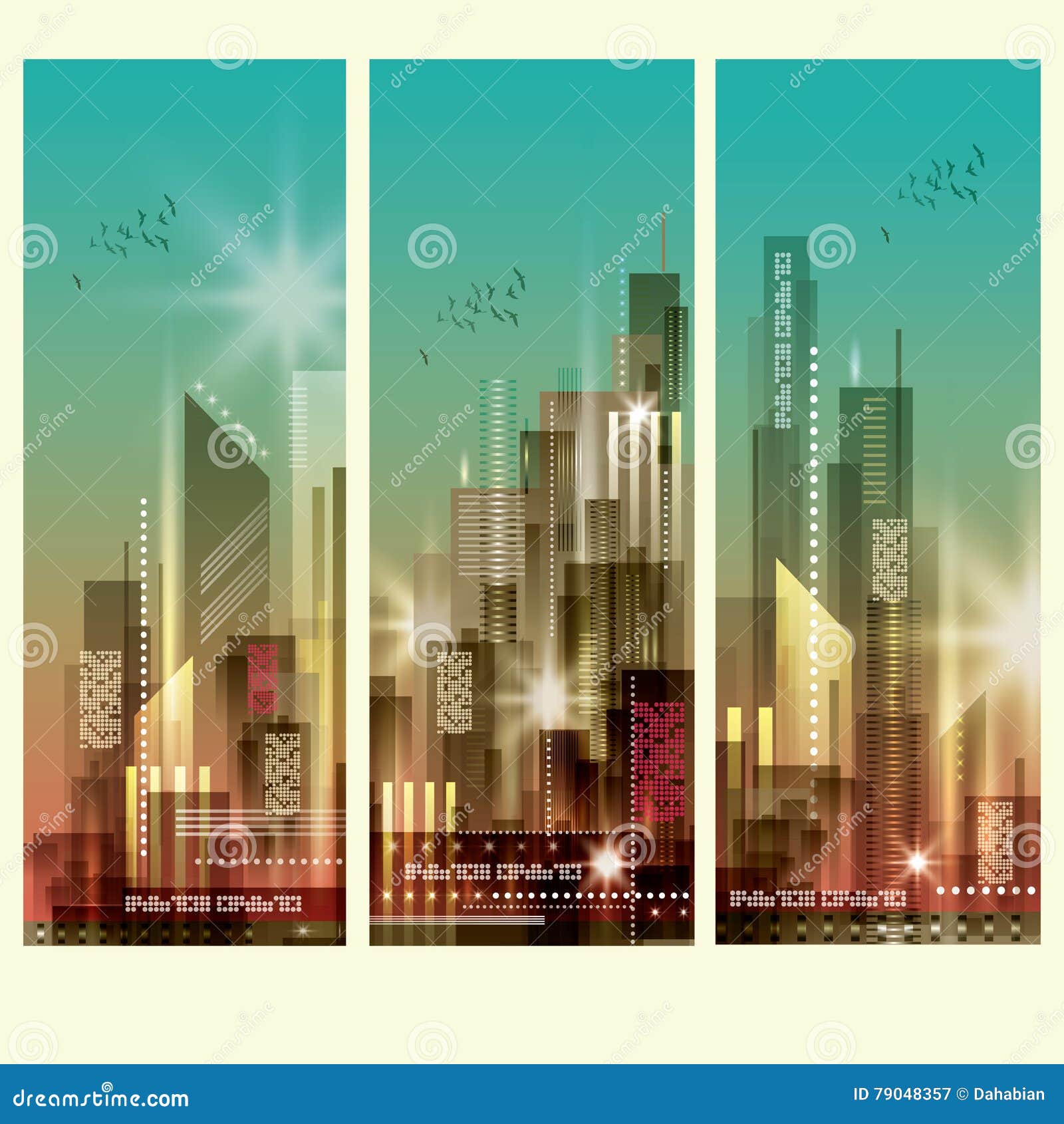 modern cityscapes 3 vertical banners