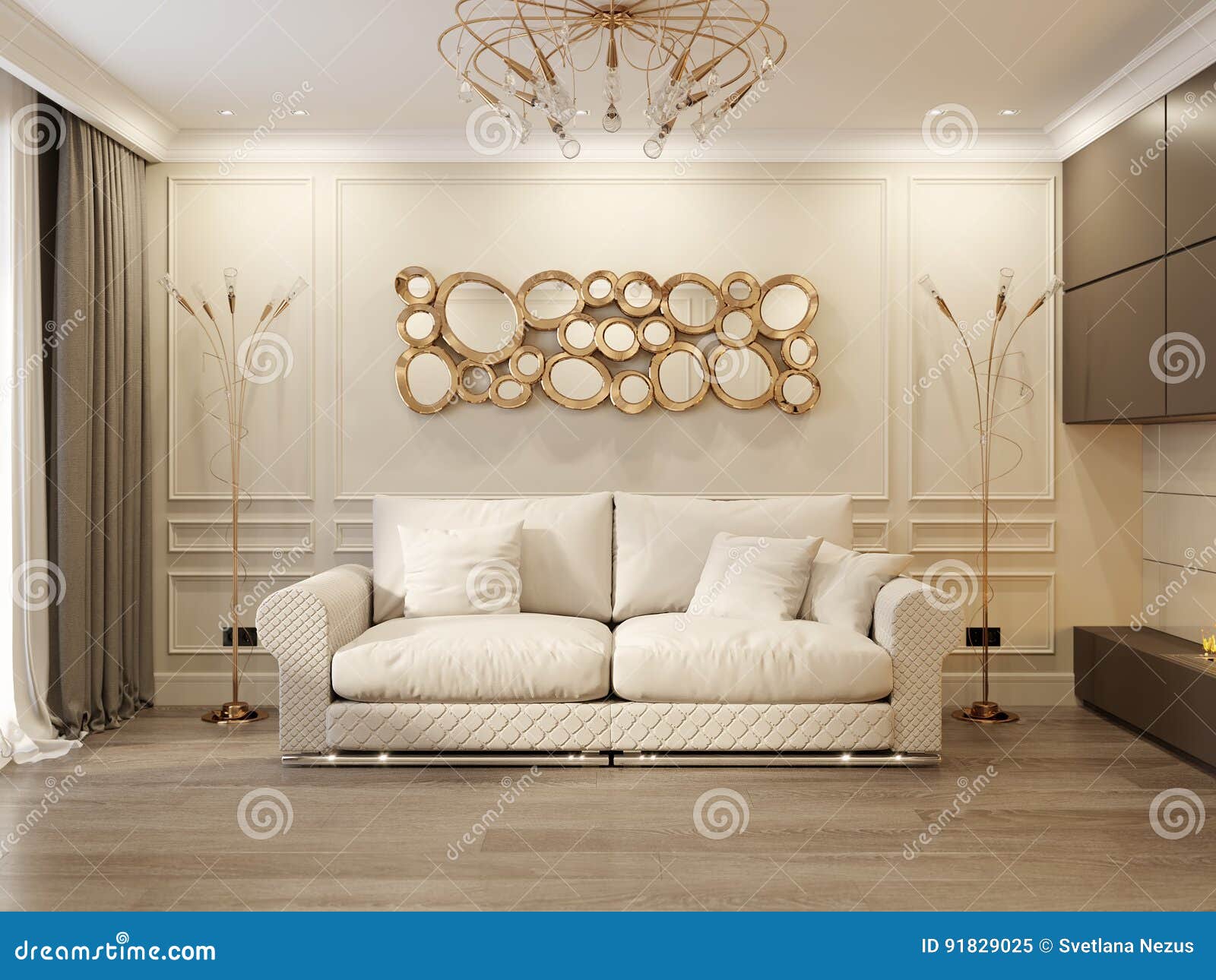  Modern  Classic Beige Living  Room  Interior Design  Stock 