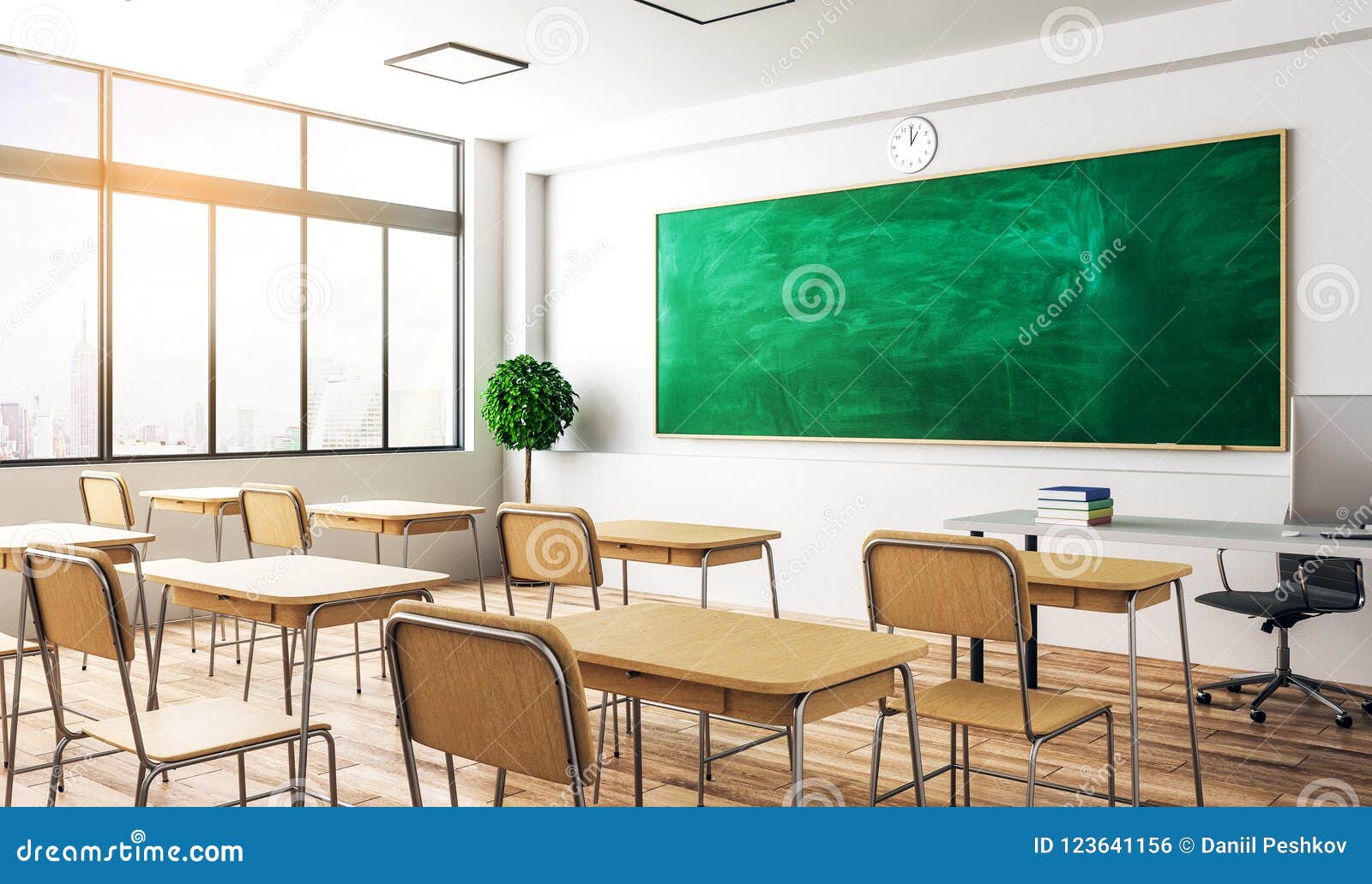 Modern Classroom Desk School Backdrop M5-94 – Dbackdrop