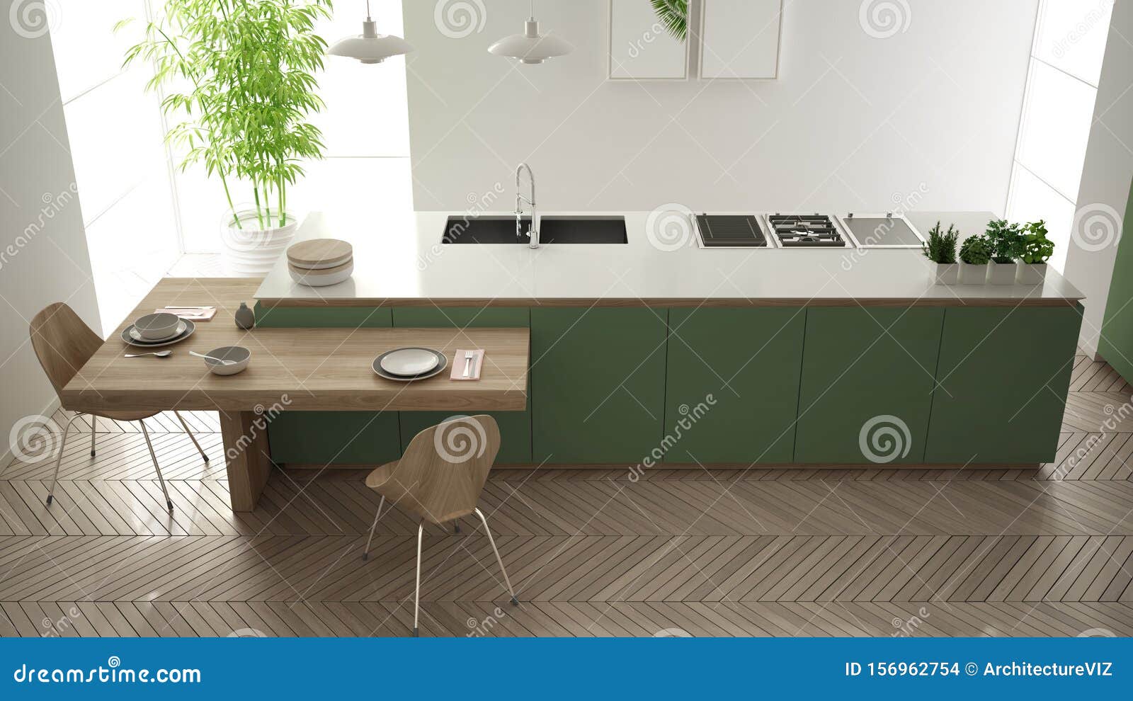 Modern Clean Contemporary Green Kitchen