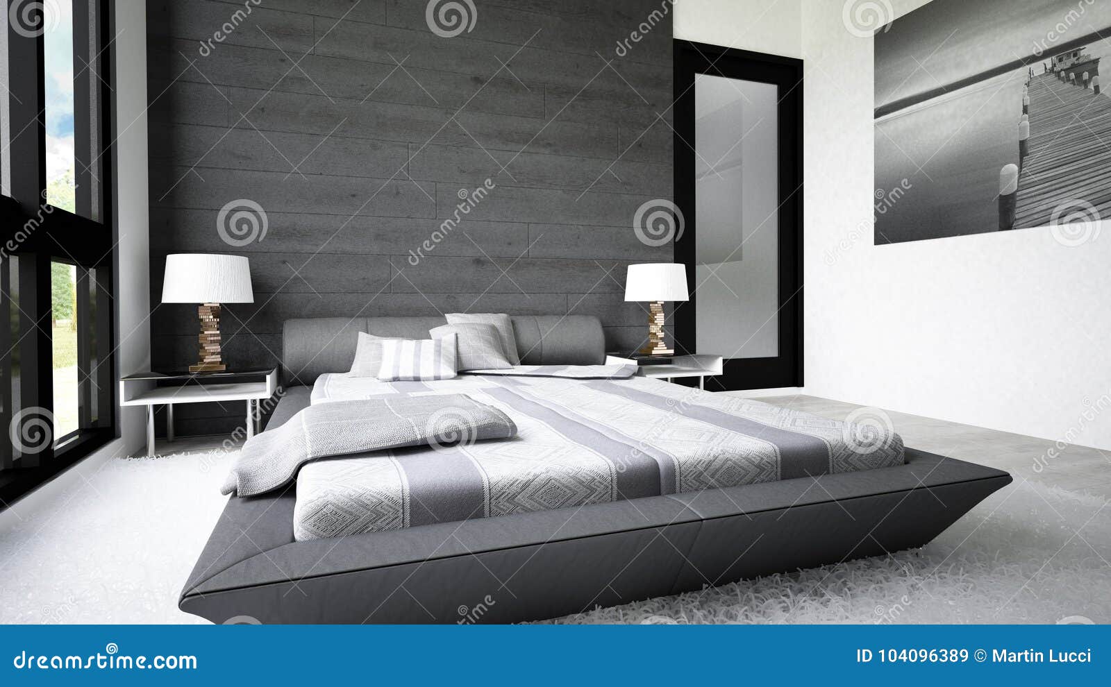 Modern And Clean Design Of Bedroom Stock Image Image Of