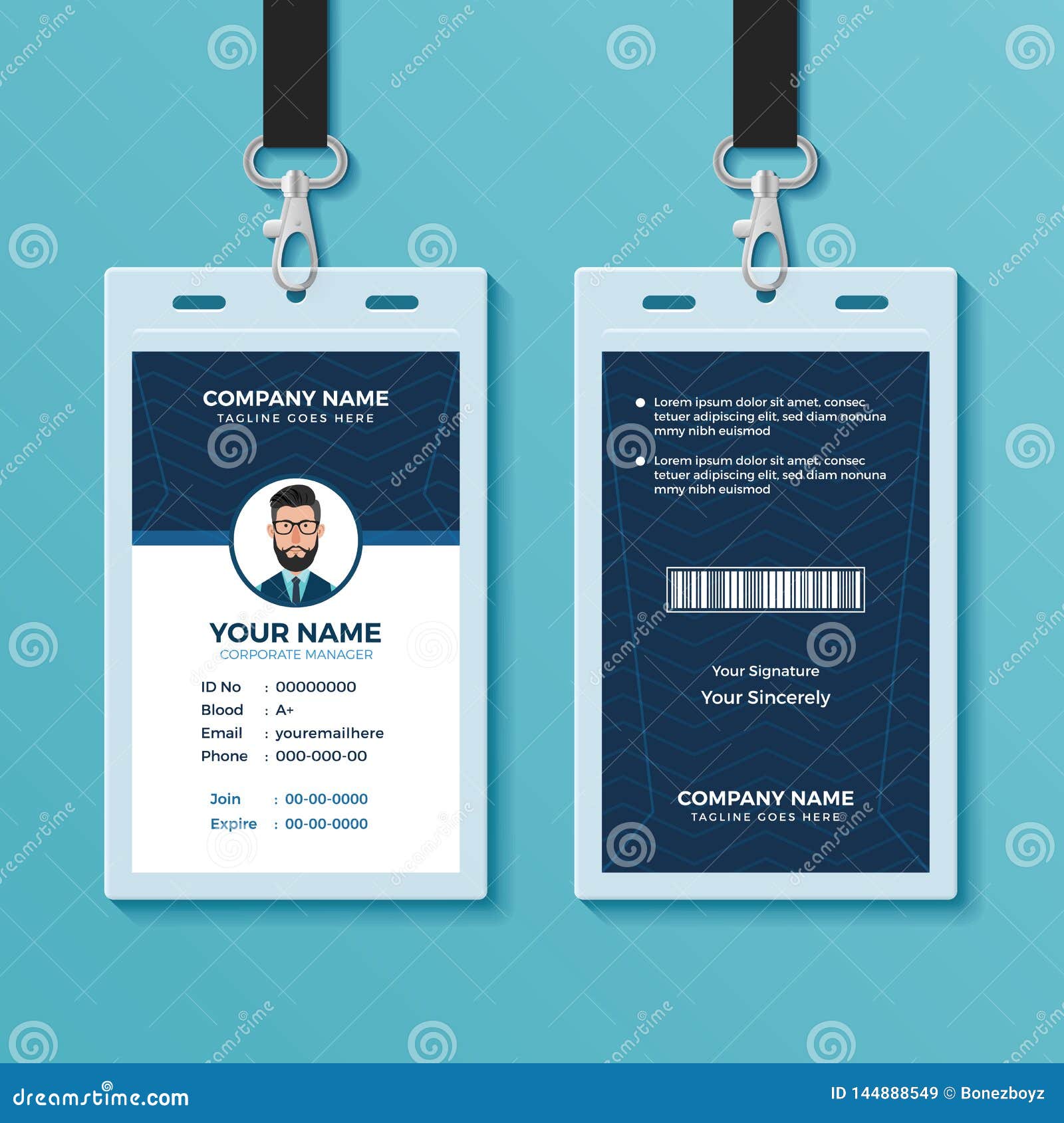 Modern And Clean Id Card Design Template Stock Vector Illustration Of Identity Agency 144888549