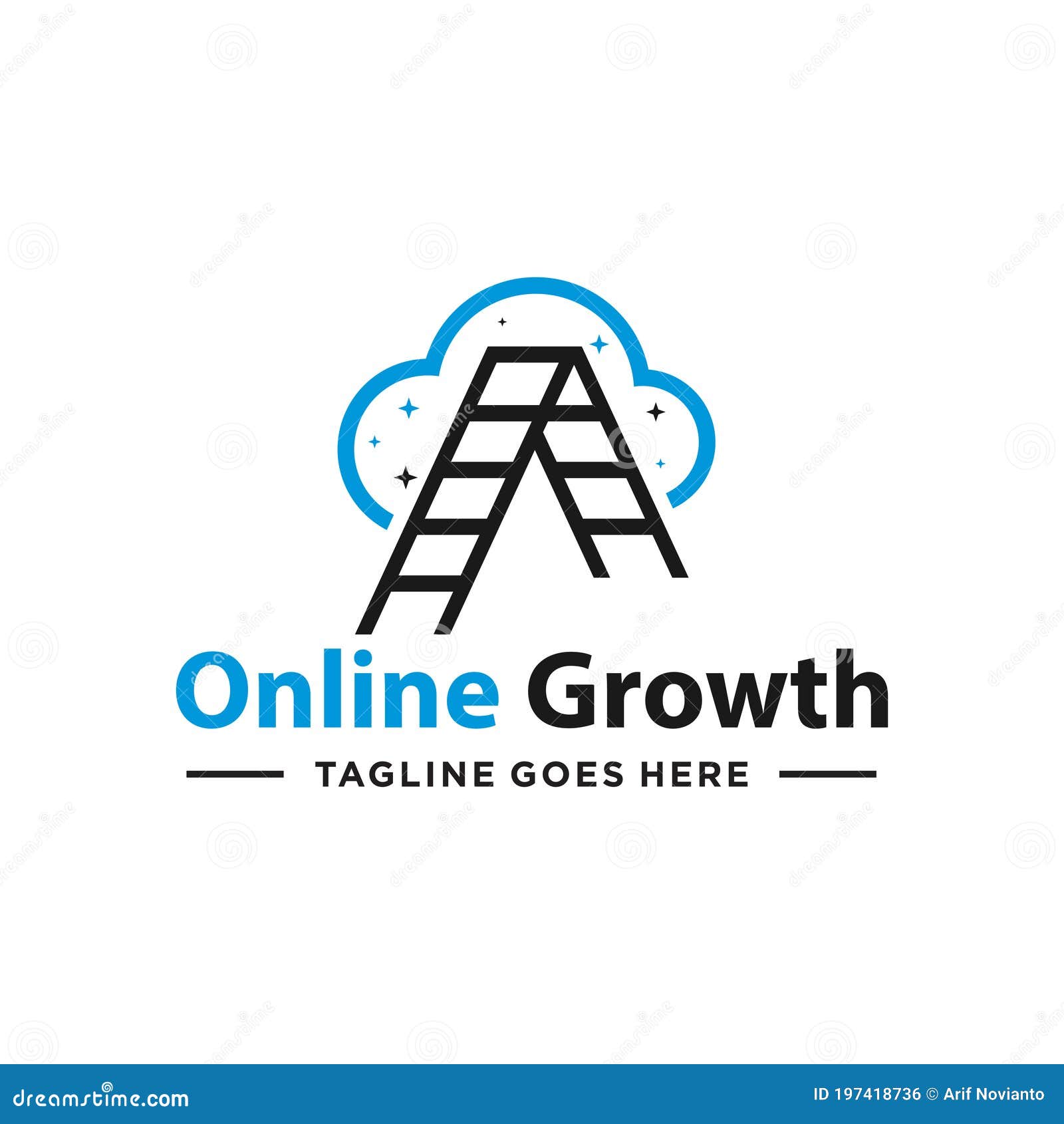 Modern cloud ladder logo stock vector. Illustration of ladder 197418736