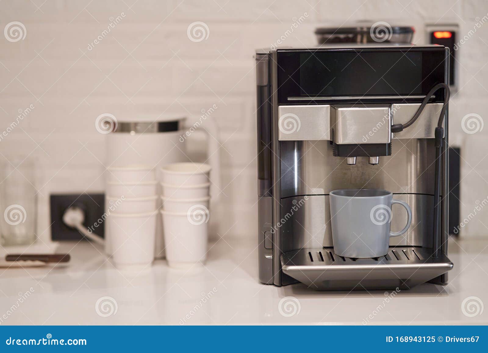 Coffee Machine with a Cup. Making Coffee Stock Image Image of break