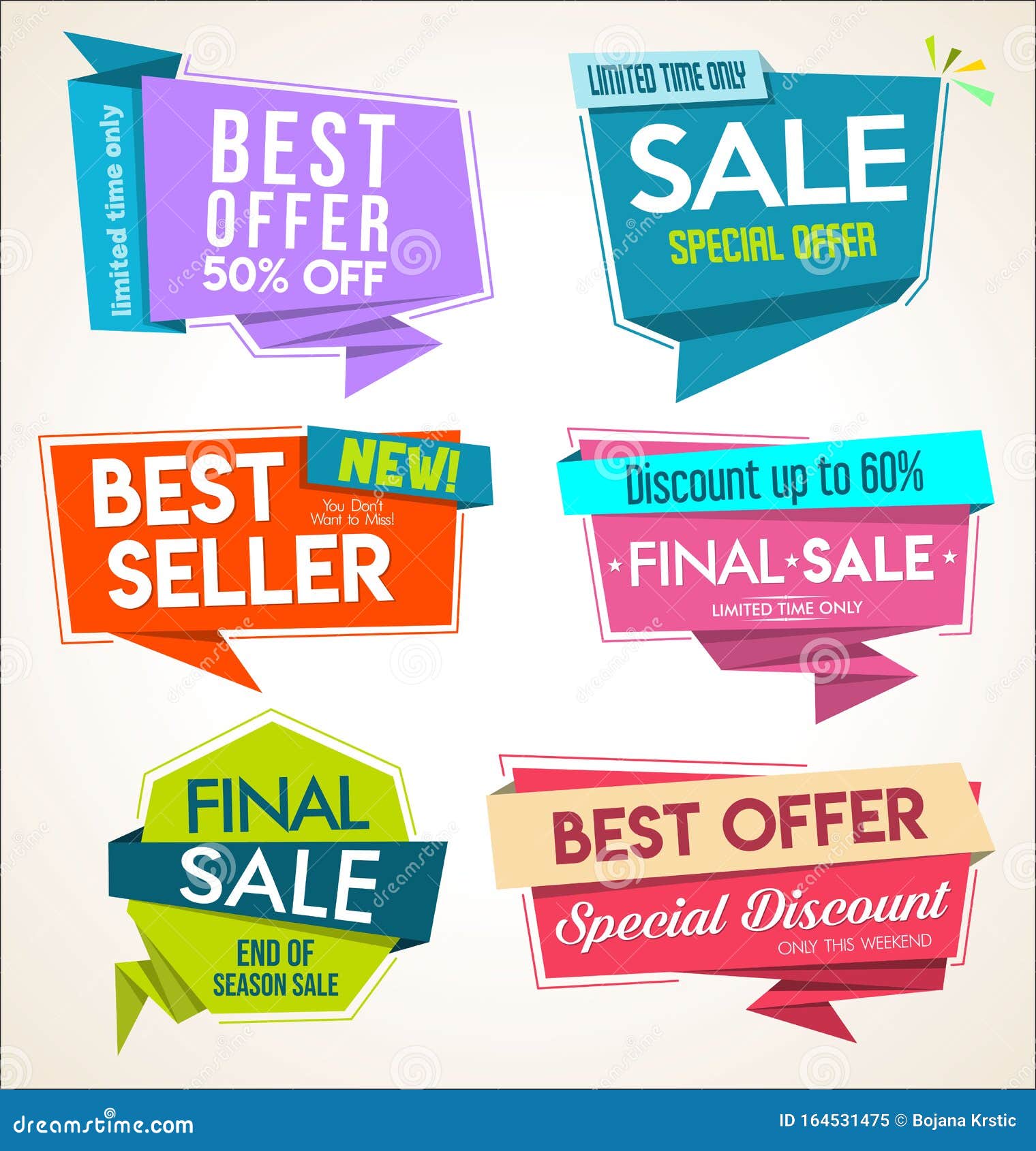 Modern Collection of Colorful Stickers and Banners Stock Vector
