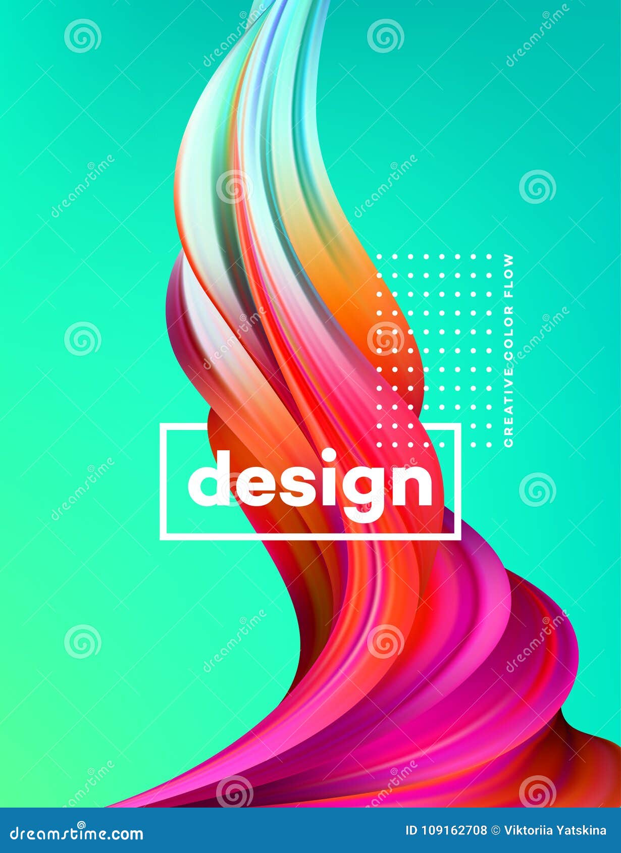 modern colorful flow poster. wave liquid  in green color background. art  for your  project. 