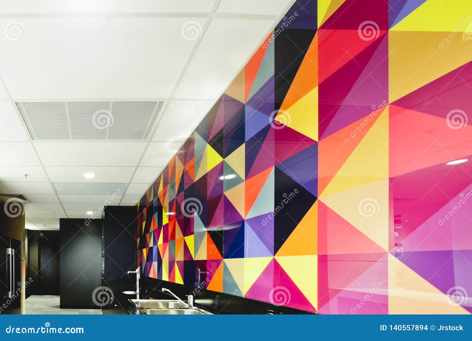 Modern and Colorful Wall Tiles Design of a Kitchen Stock Photo ...