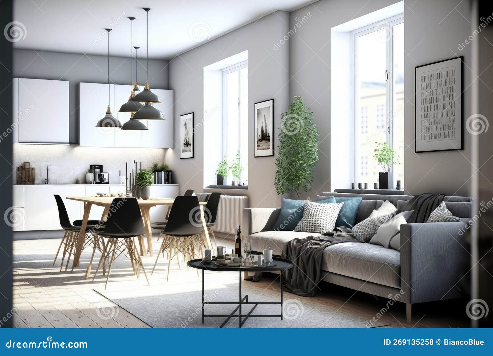 Modern Comfortable Living Room Interior Design Stock Illustration