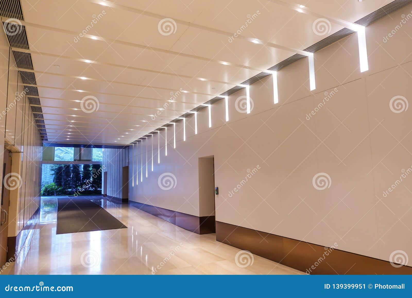 modern commercial building lobby office corridor hotel passageway