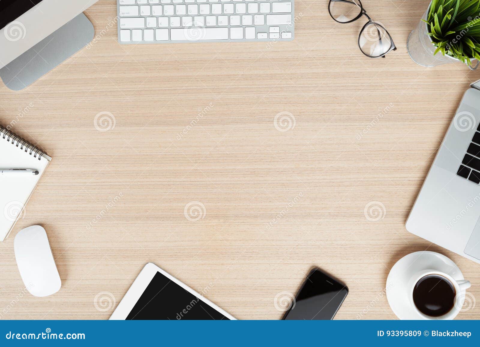 modern communicator on work desk top view angle