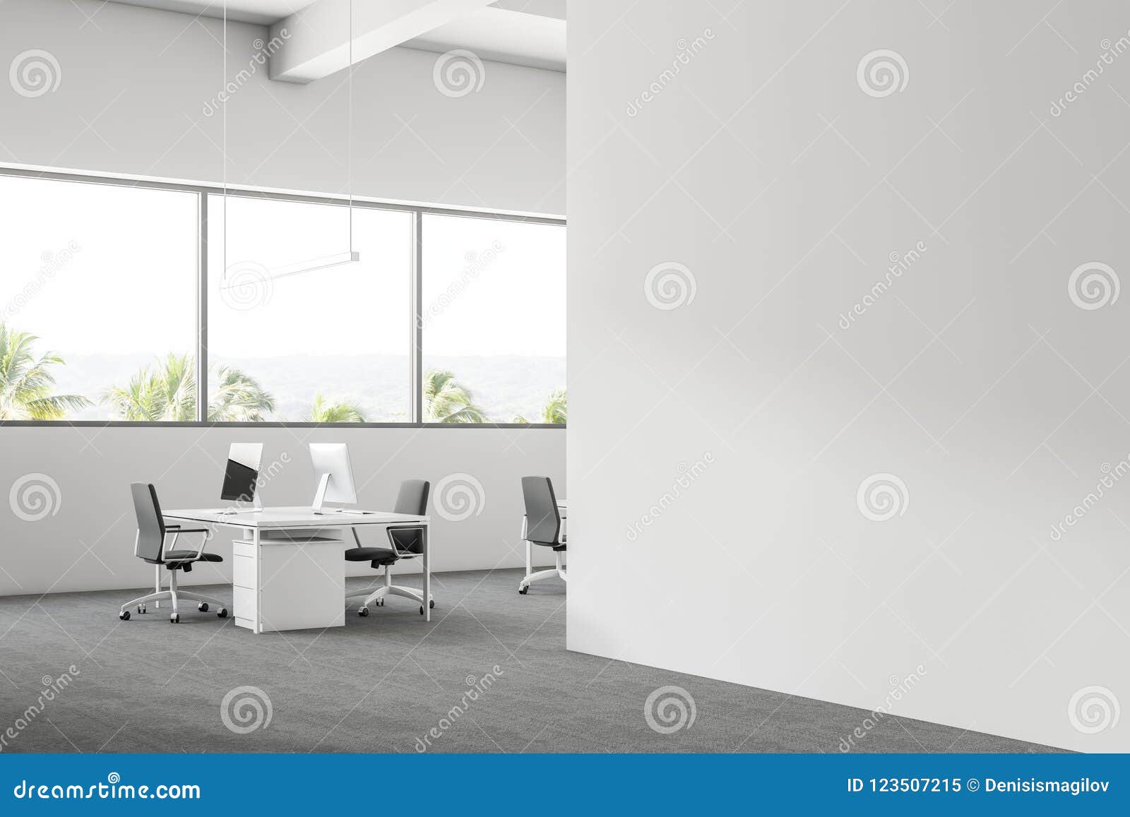 Corner Of A Tropic Startup Office Interior Design Stock