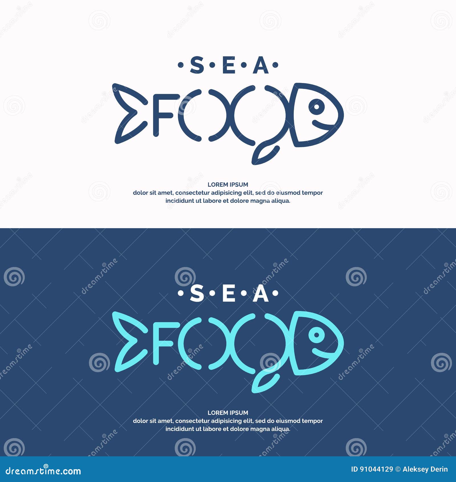 Modern Conceptual Set of Vector Logos Sea Food with Fish. Stock Vector ...