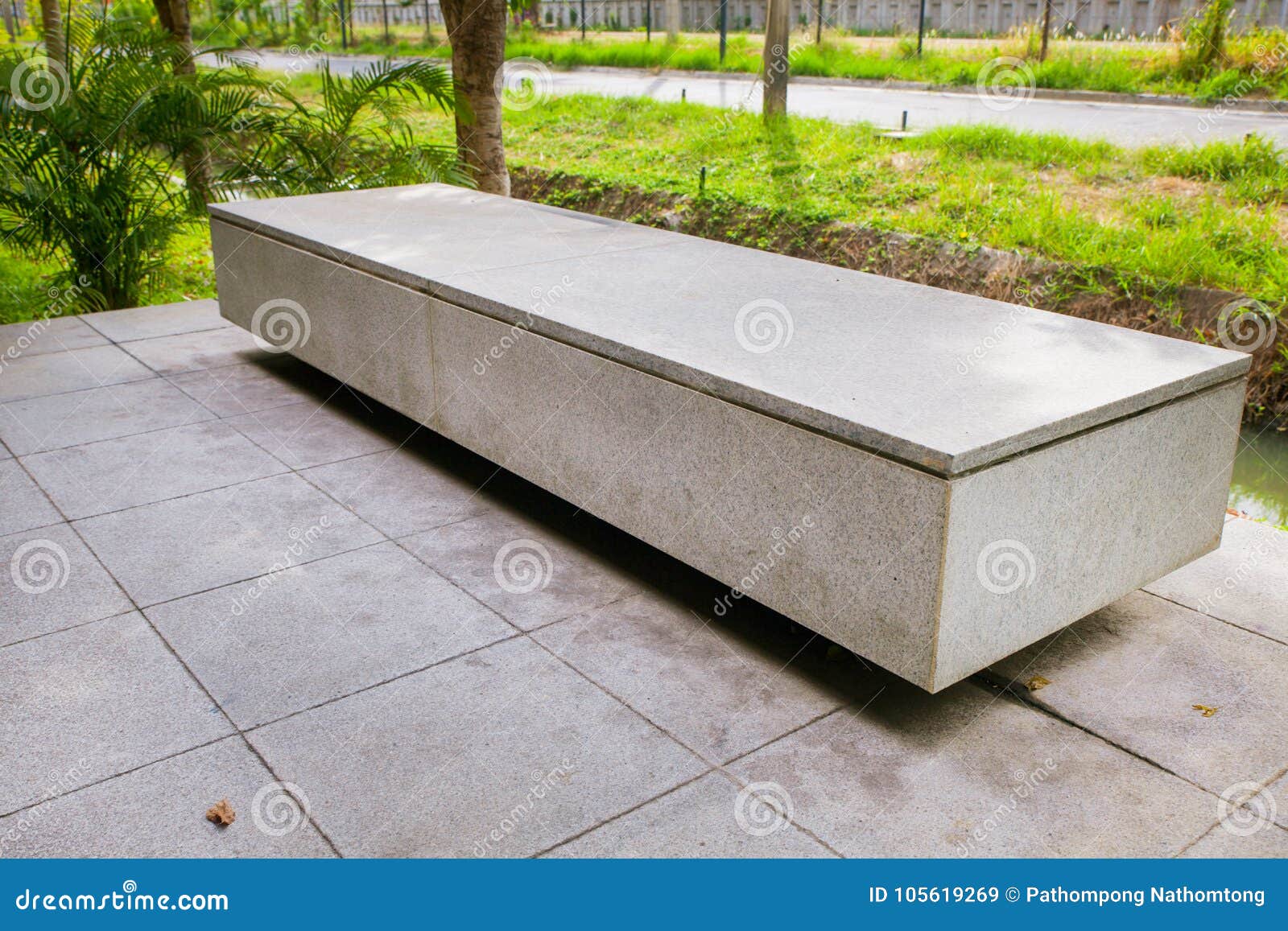 Modern Concrete Bench in the Garden Stock Image Image of peaceful