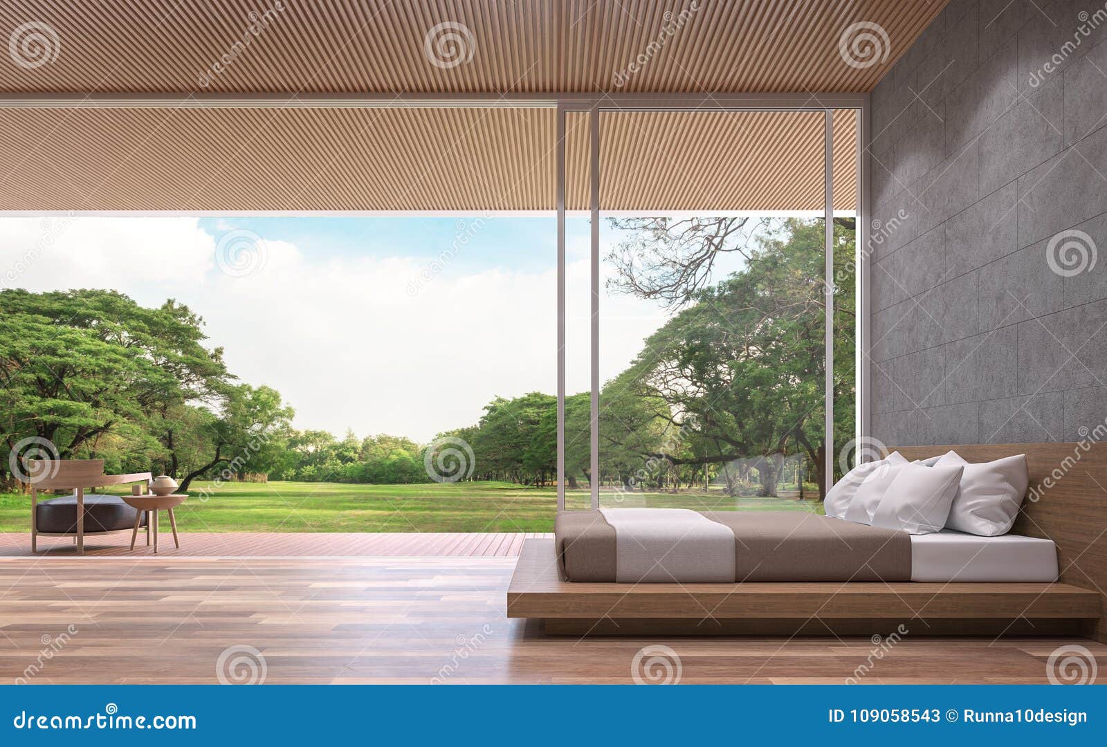 modern contemporary bedroom 3d rendering image.