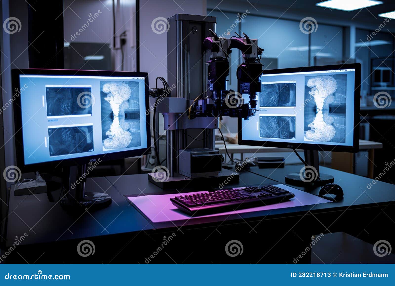Modern Control Room with Multiple Screens Displaying Realtime
