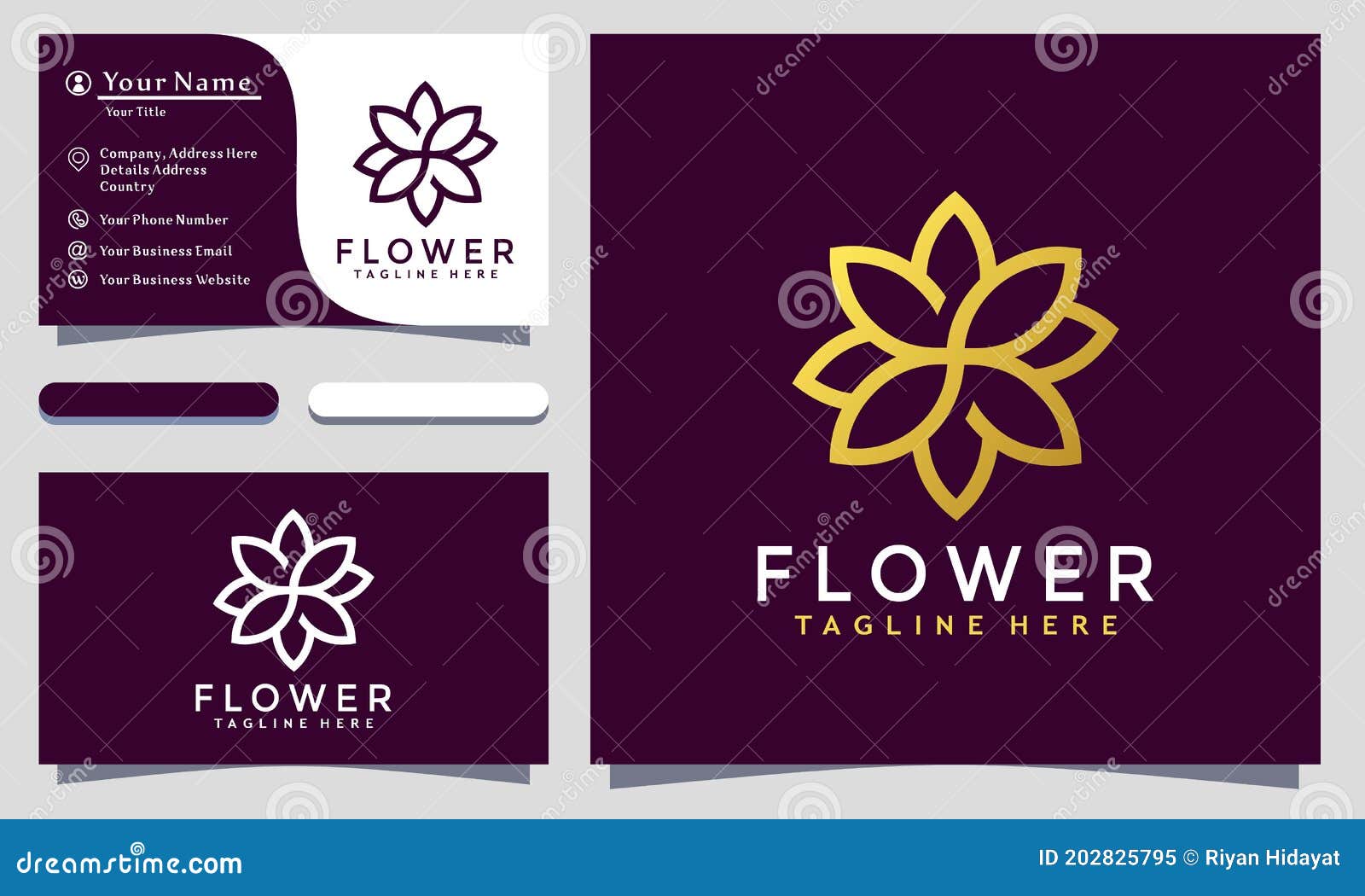 Modern Creative Flower Logo Design and Template. Golden Flower Lotus Icon Vector Stock Vector