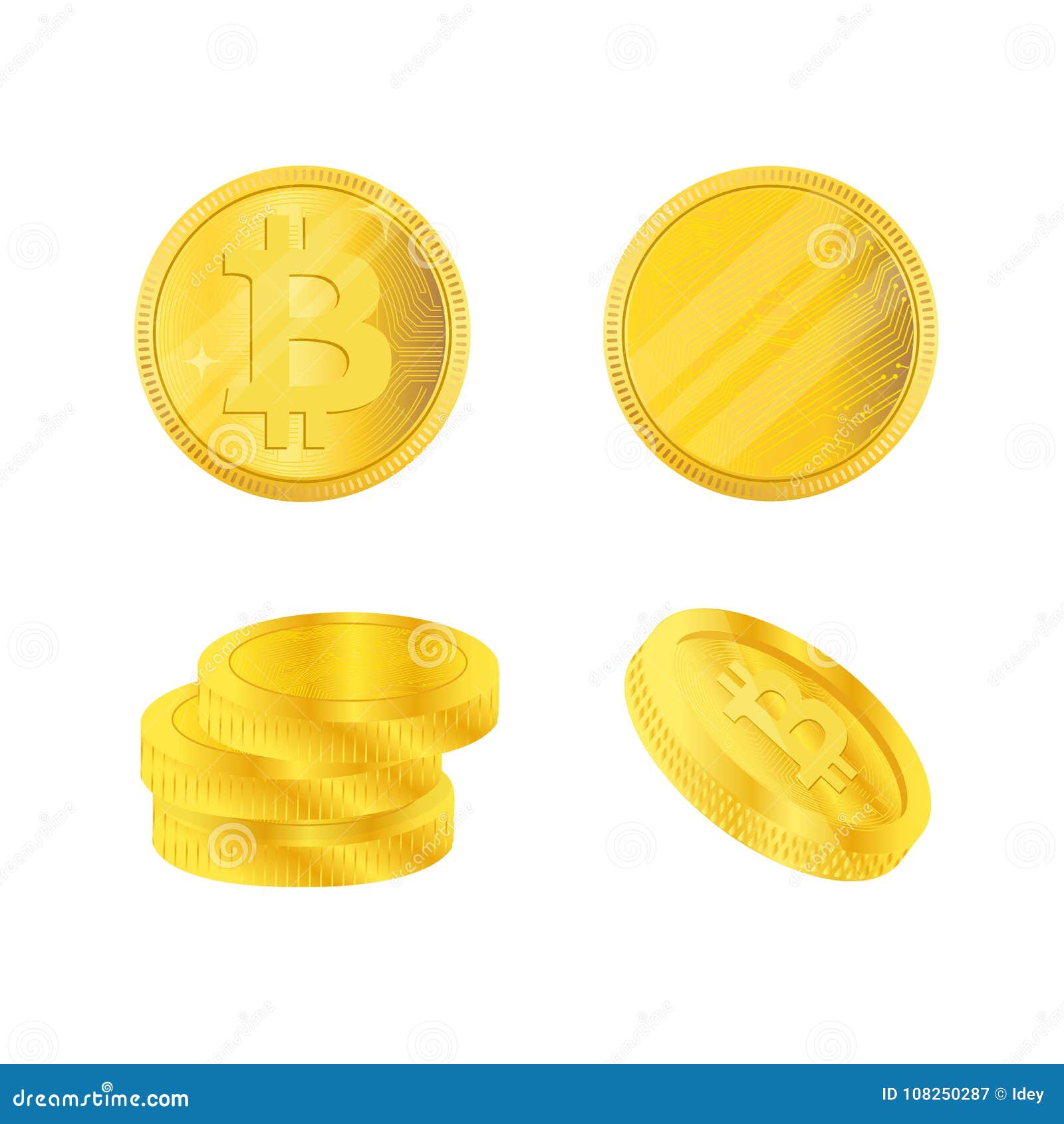 Modern Cryptocurrency Bitcoins, Coins Of Gold Metal ...