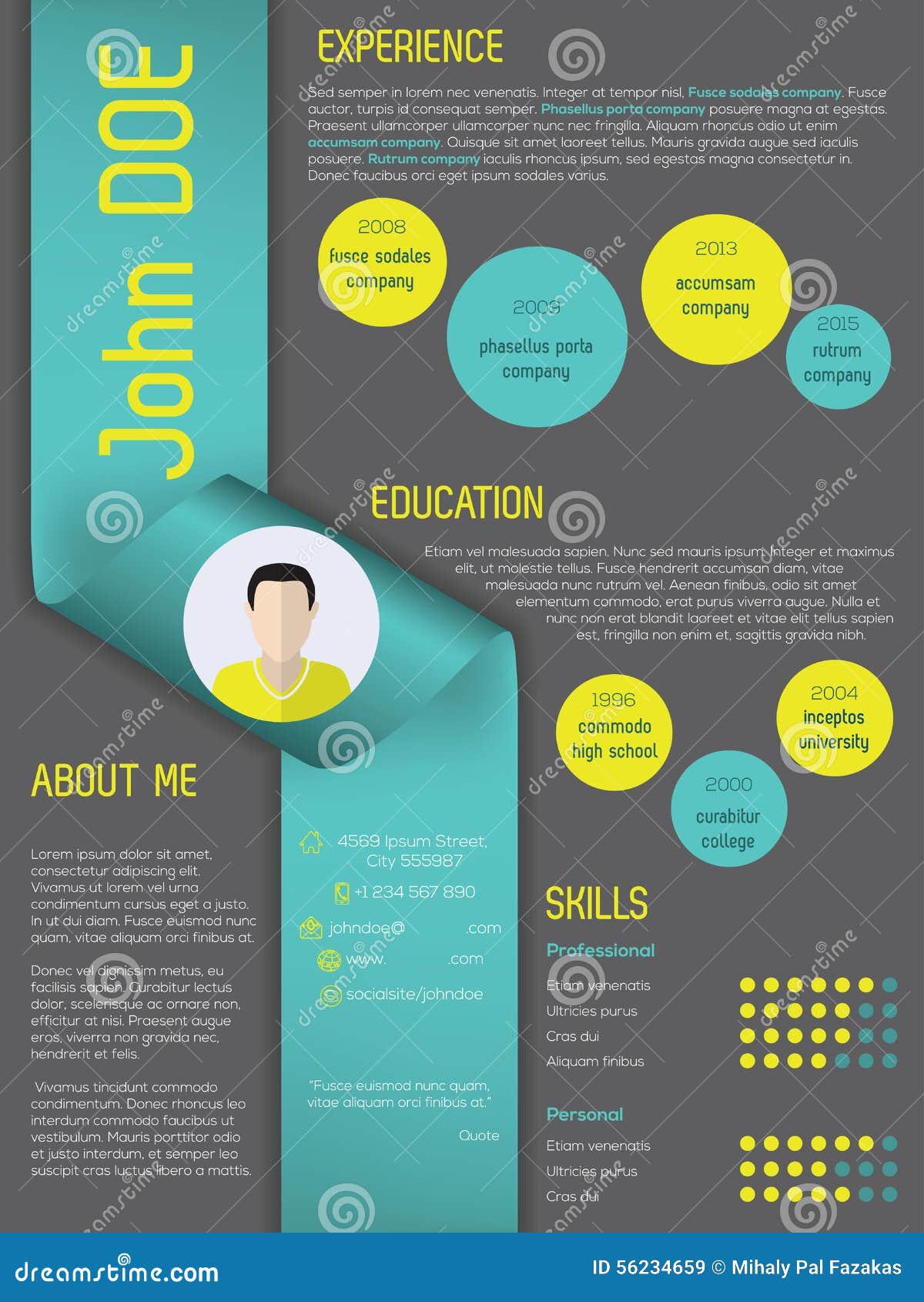 modern curriculum vitae resume template with ribbon