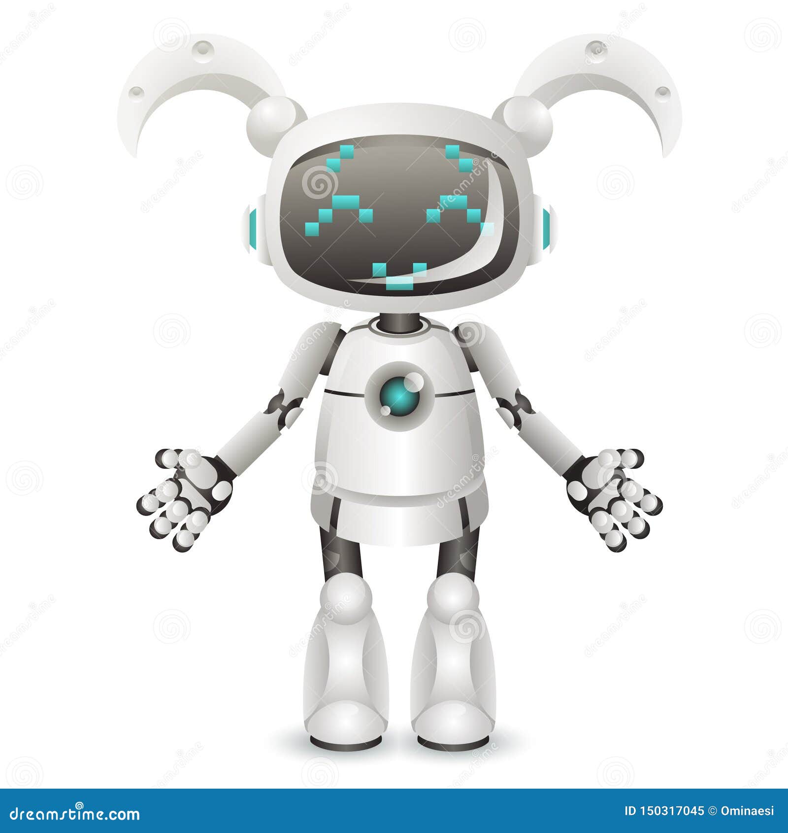 Modern Cute Girl Female Android Robot Character Artificial Intelligence  Isolated on White Background 3d Realistic Design Stock Vector -  Illustration of computer, electronics: 150317045