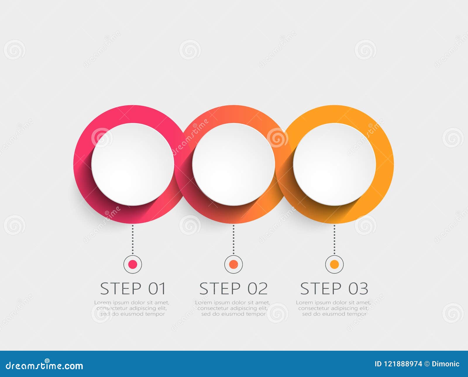 Modern 3D Infographic Template with 3 Steps. Business Circle Template ...