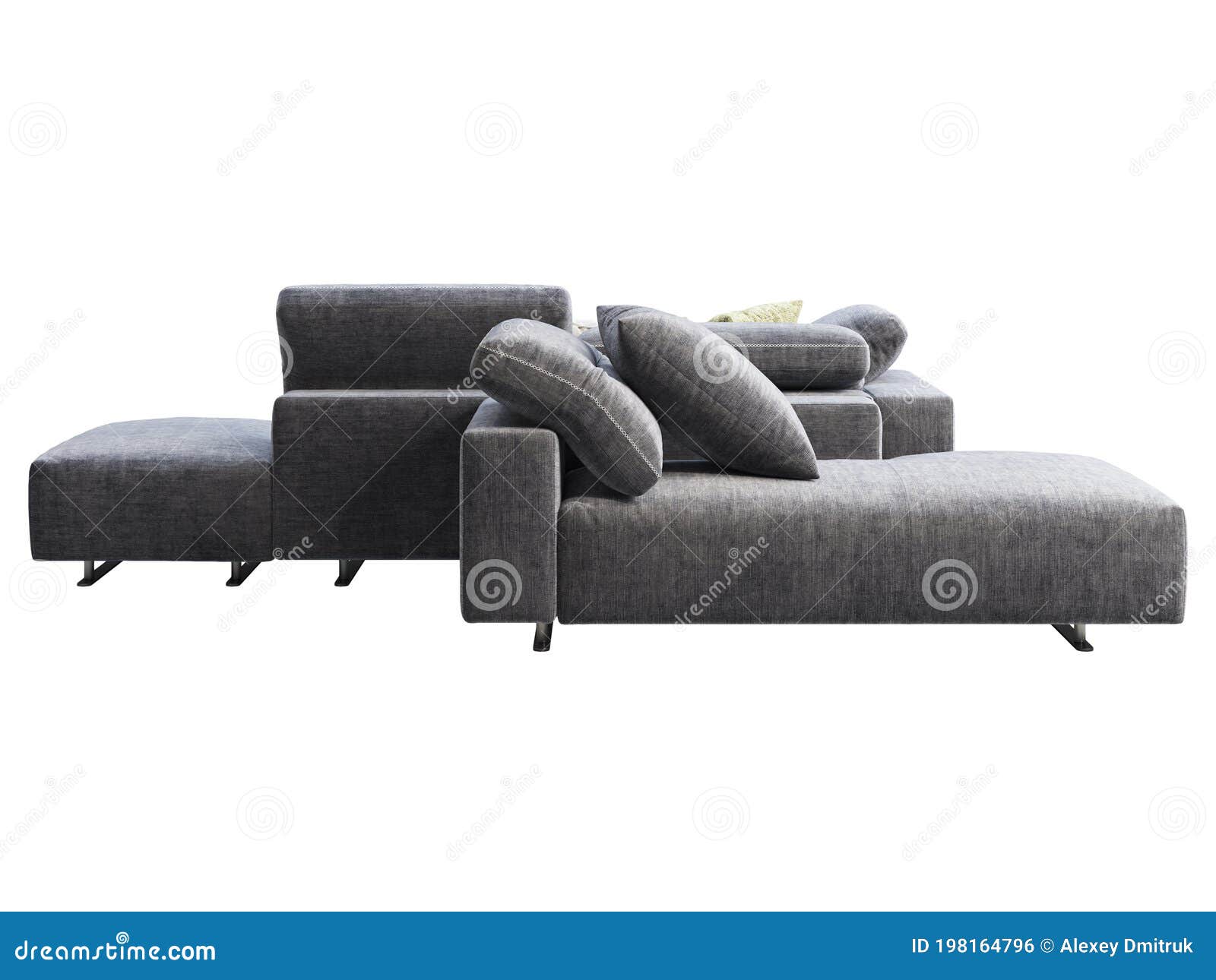 Modern Dark Blue Modular Fabric Sofa with Adjustable Backrest. 3d