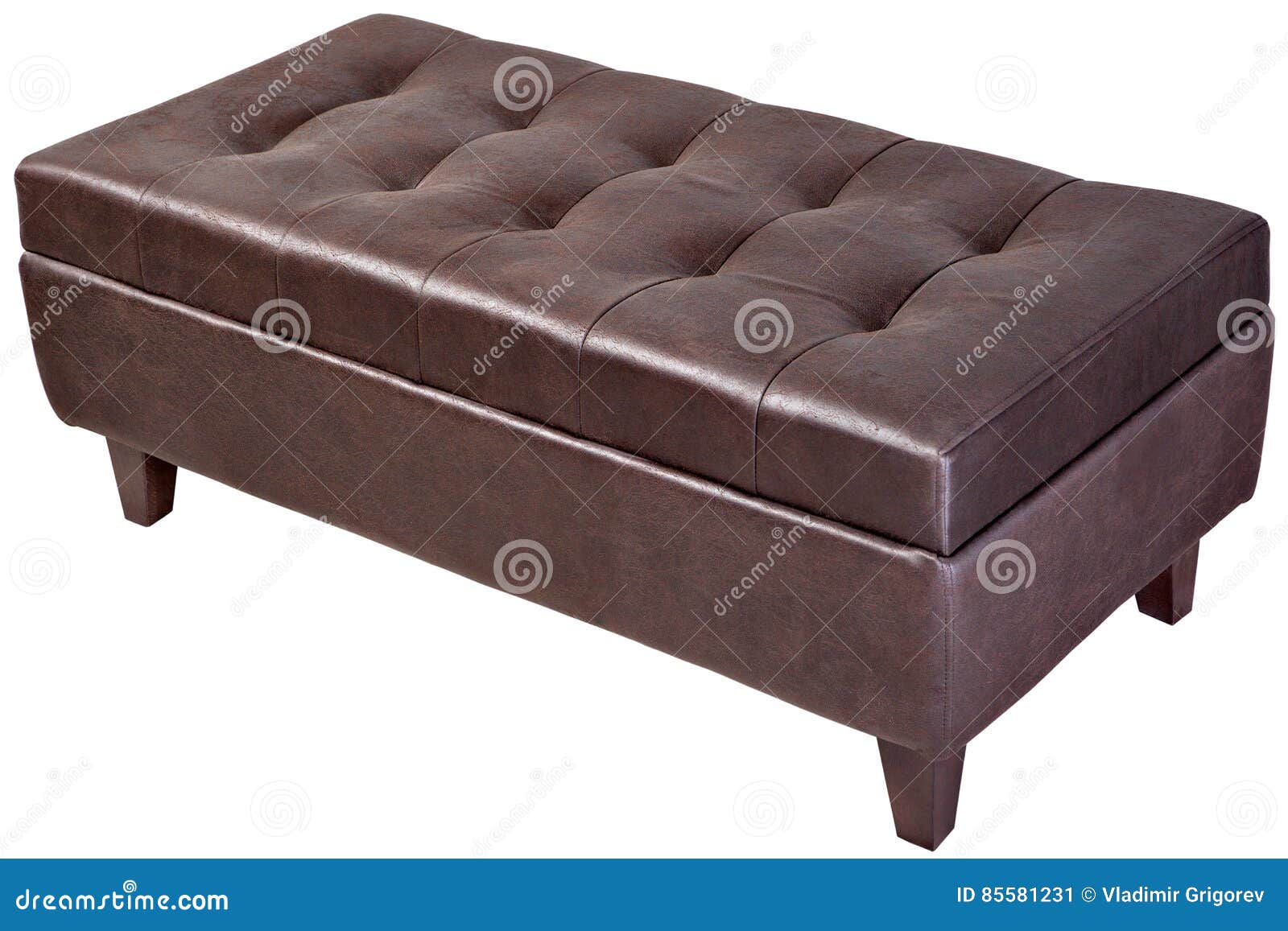 modern, dark brown, button tufted leatherette bench ottoman upholstered, .