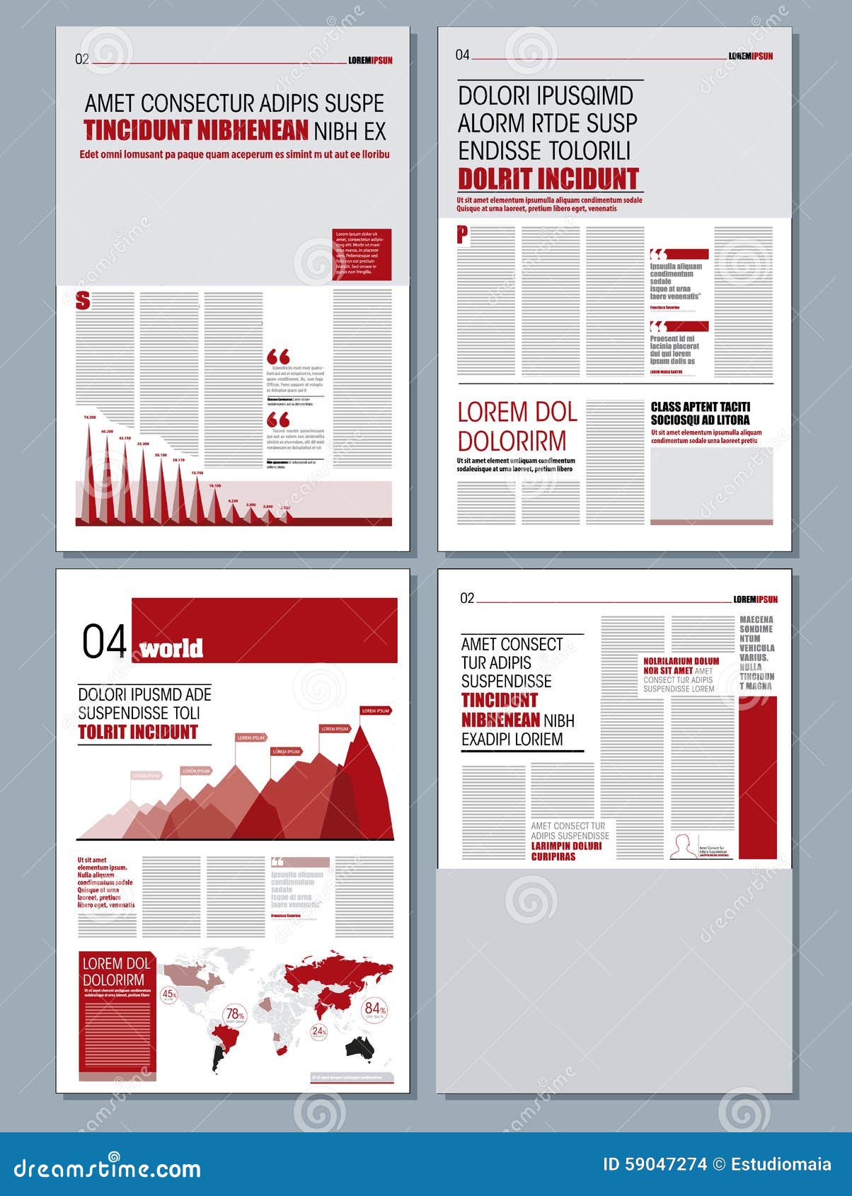 modern design newspaper graphical layout red template 59047274