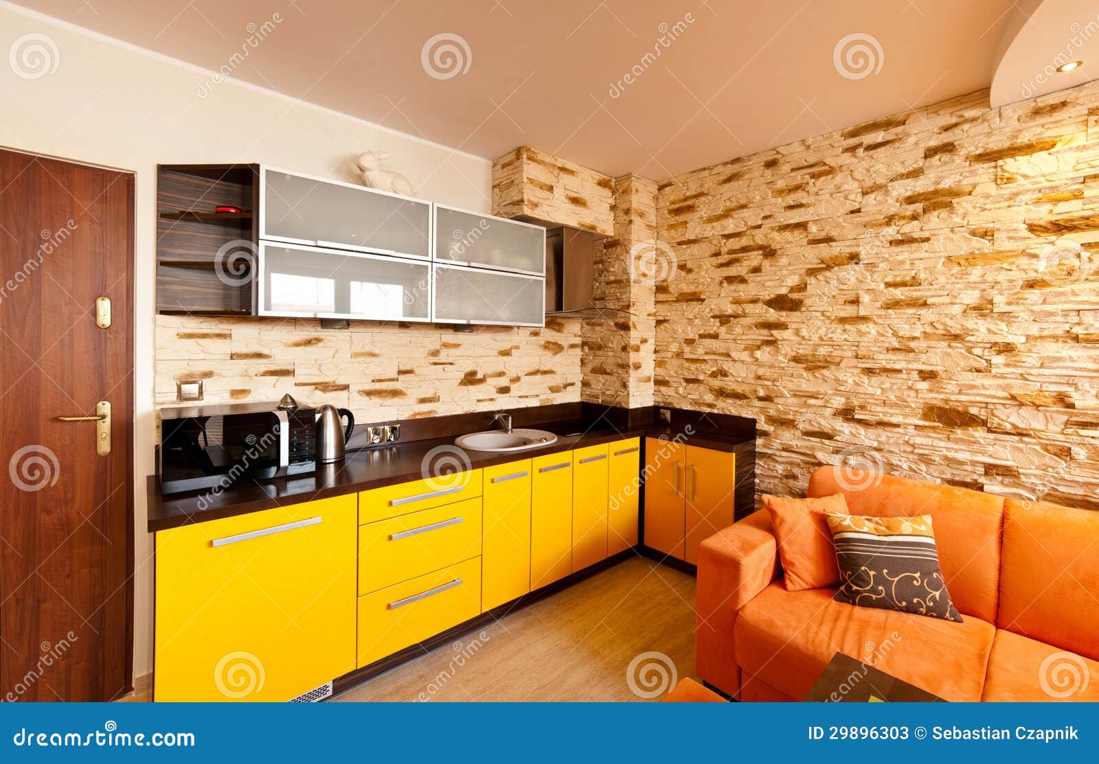 Orange room kitchen stock image. Image of comfortable 29896303