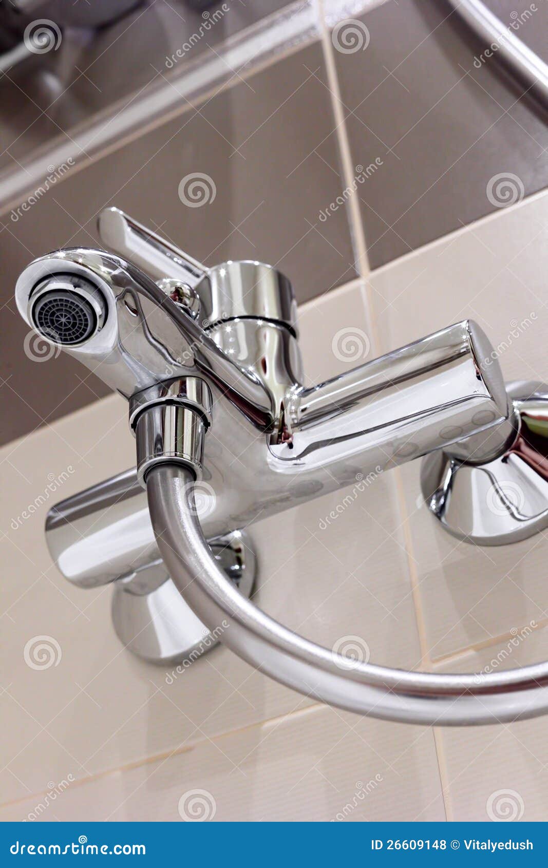 Modern Designer Tap and Shower in Bathroom. Stock Photo Image of