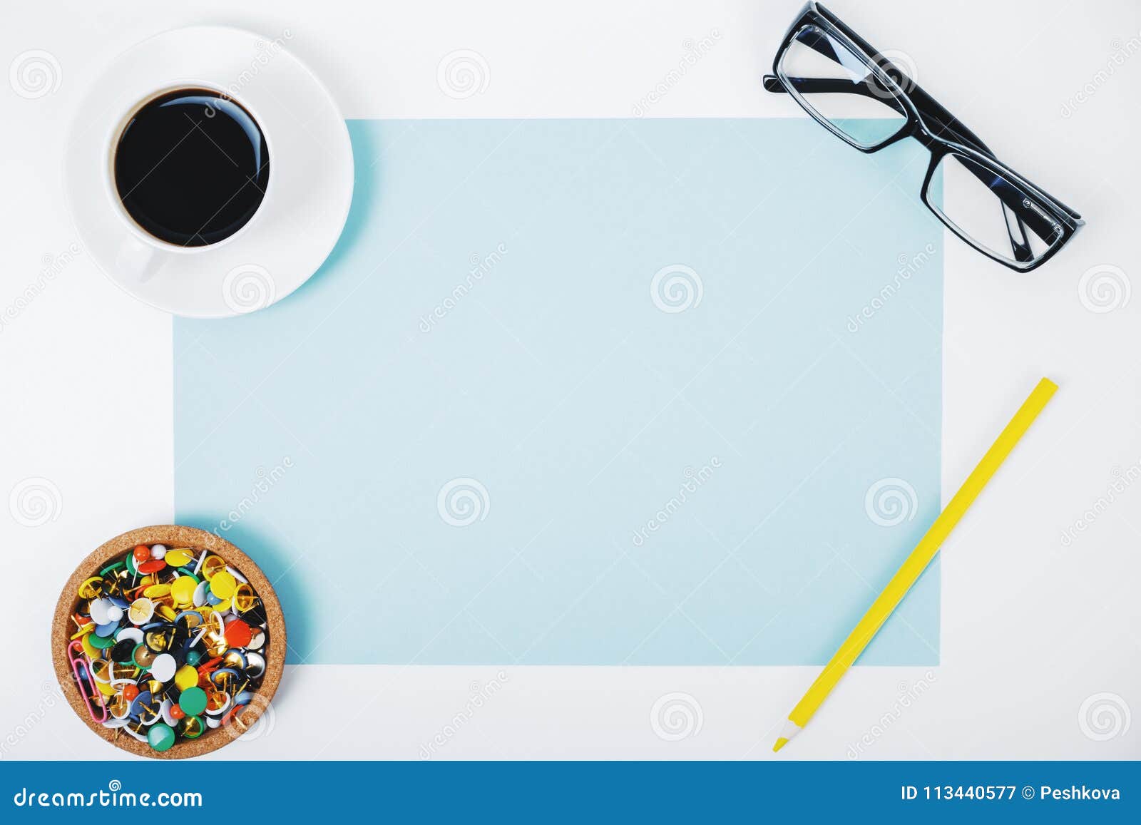 Modern Desk Top with Paper Sheet Stock Image - Image of objects, clean