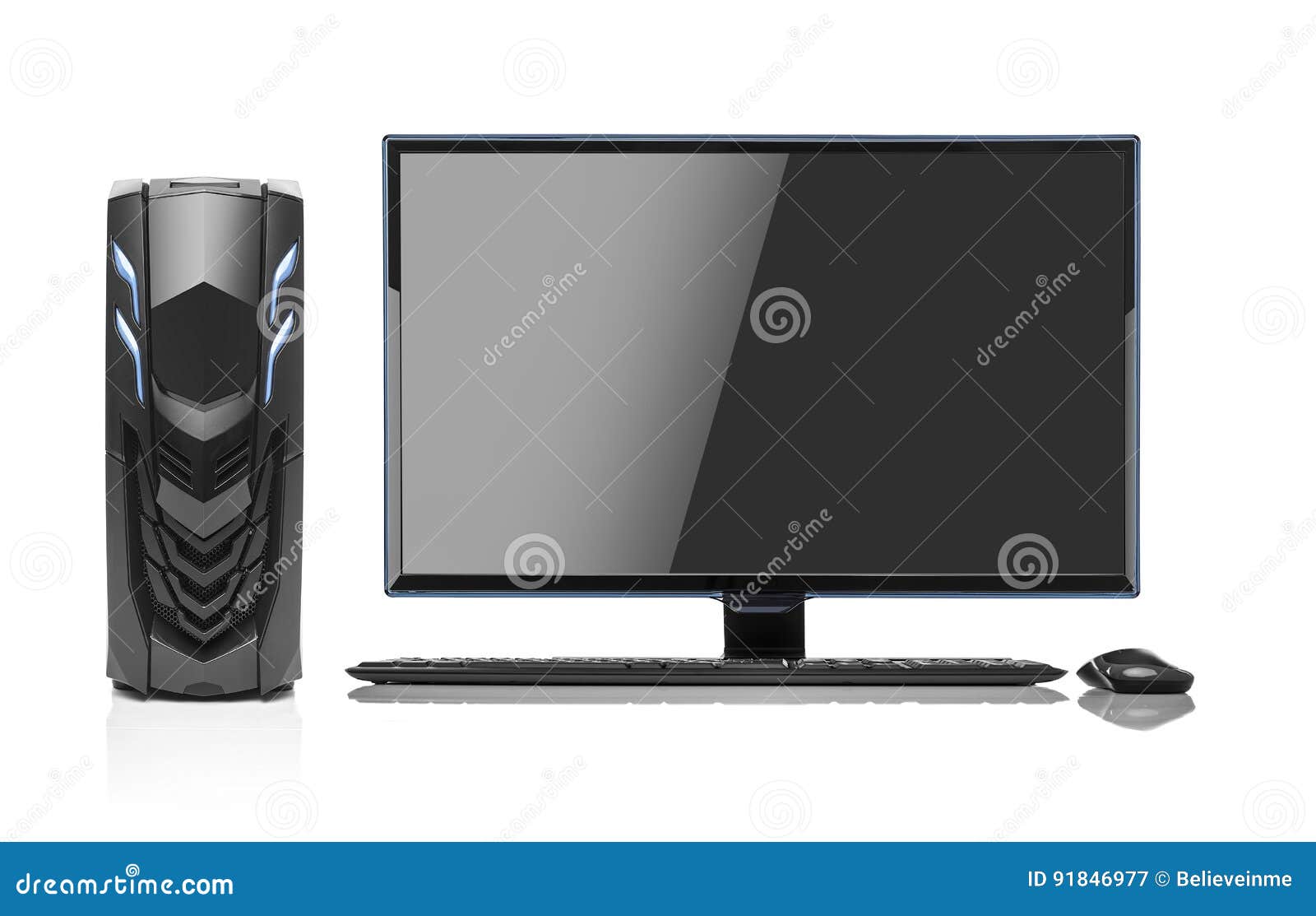 Modern Desktop PC Computer Isolated. Stock Image Image of silver
