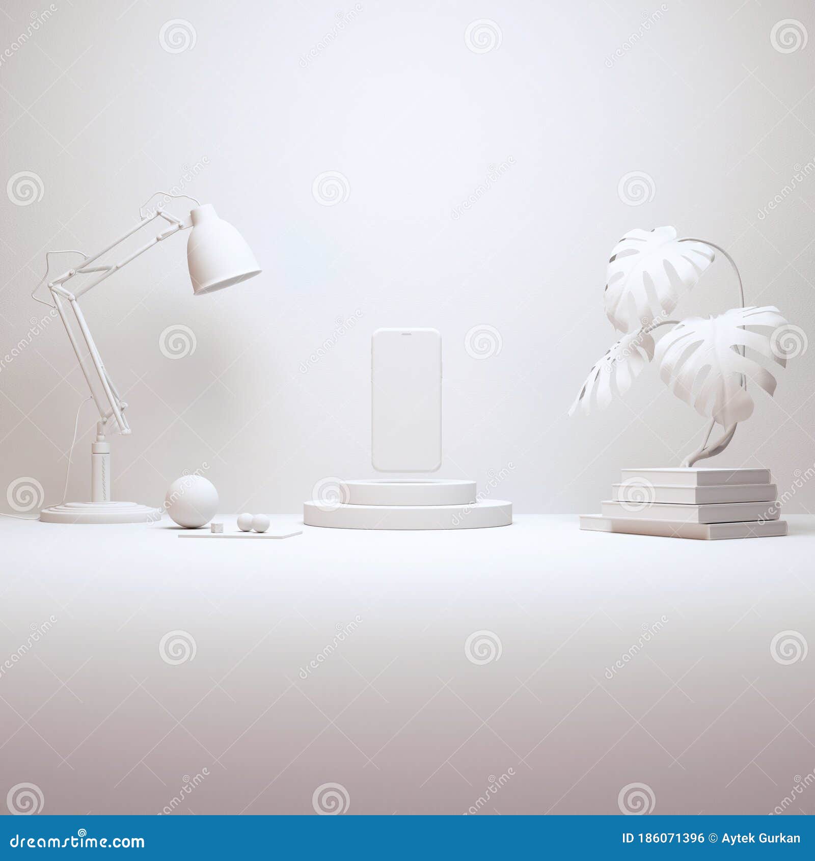 Download Modern Desktop Stage Arrangement With Smartphone Mockup And Decorations 3d Rendering Stock Illustration Illustration Of Contemporary Empty 186071396