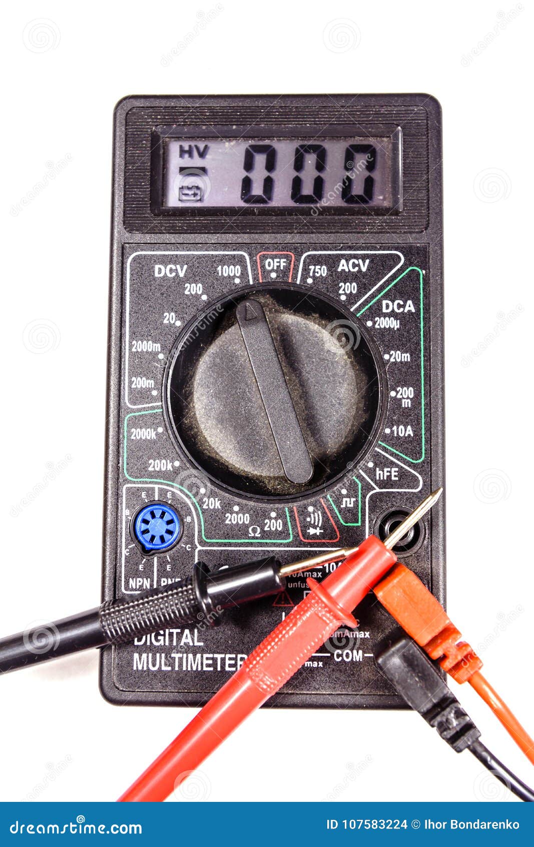 Modern Digital Multimeter Isolated on White Background Stock Photo