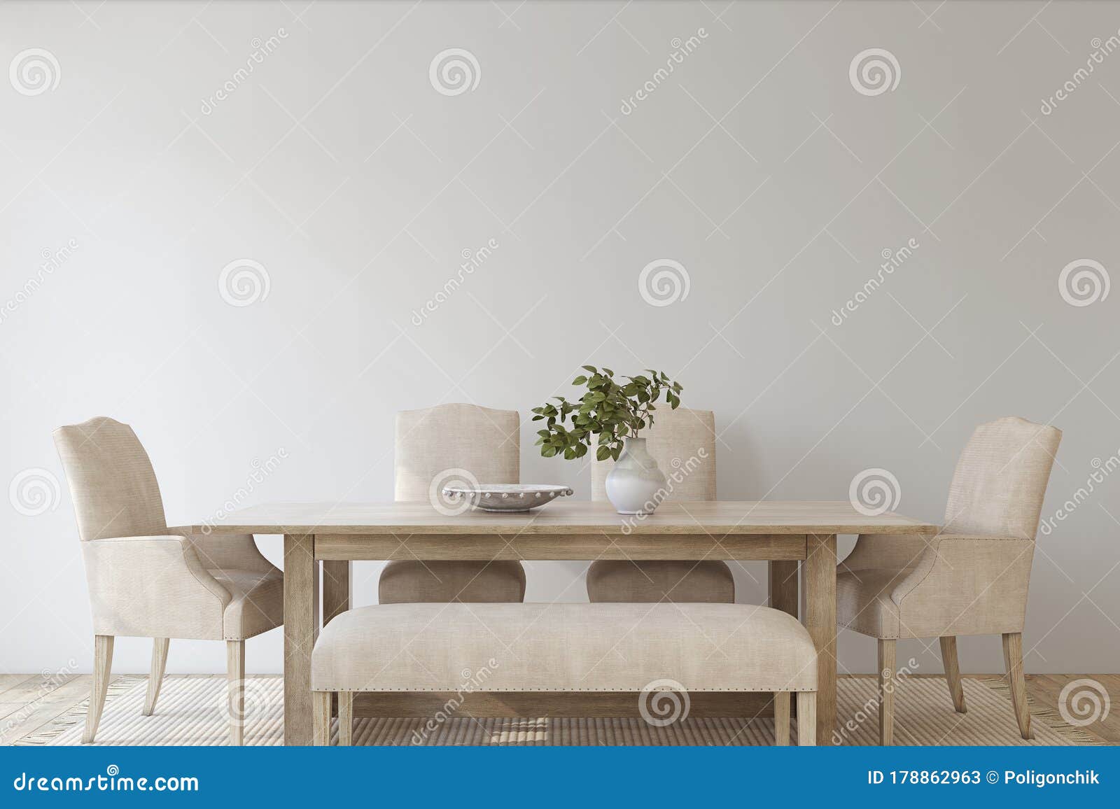 modern dining room. 3d render