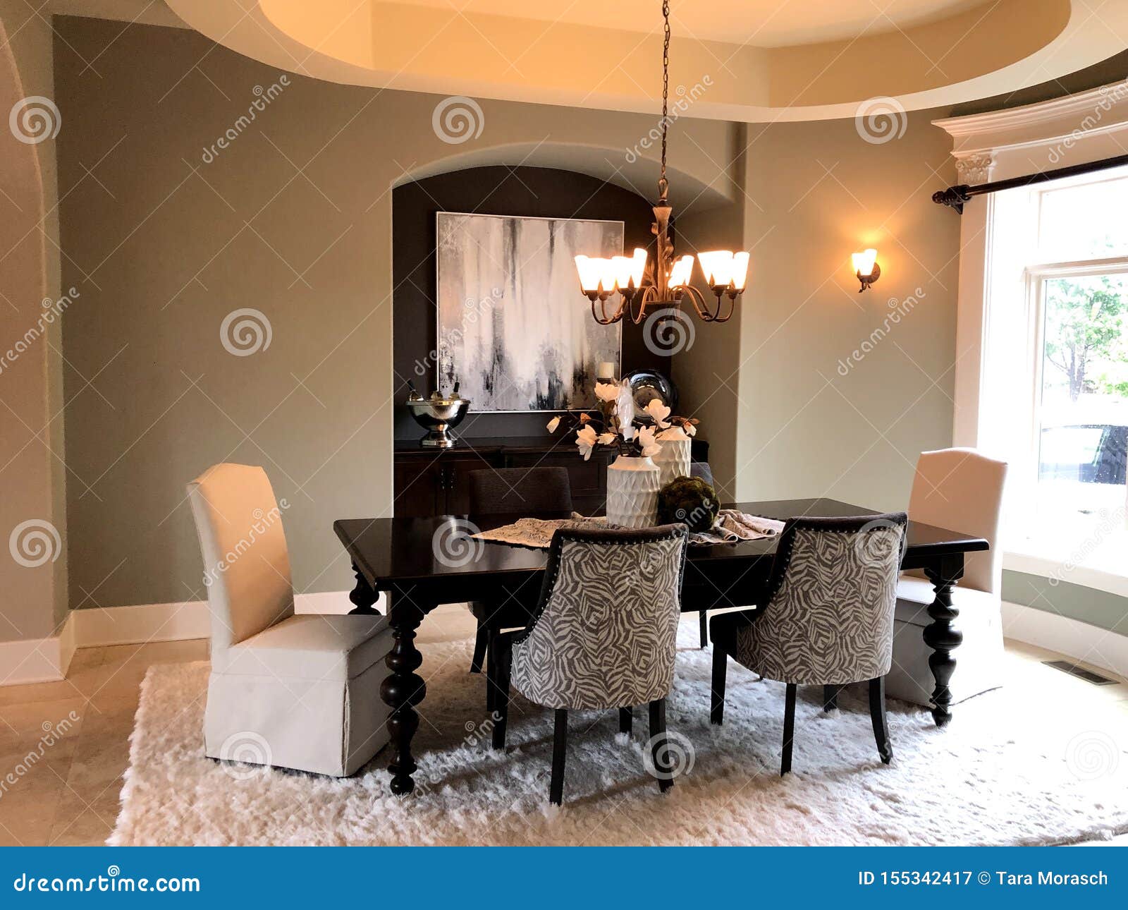 Modern Dining Room With Art Niche Stock Image Image Of