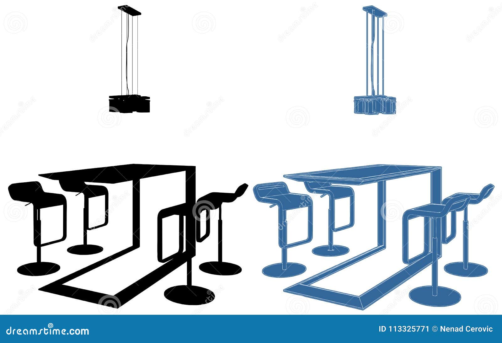Modern Dining Room Table Illustration Isolated On White Vector Stock Modern Dining Room Table Illustration Isolated On White Vector Stock
