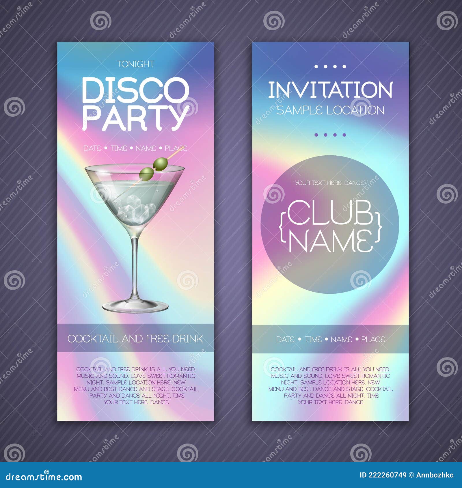 Modern Disco Cocktail Party Poster with Holographic Fluid Background.  Invitation Design Stock Vector - Illustration of fluid, cover: 222260749