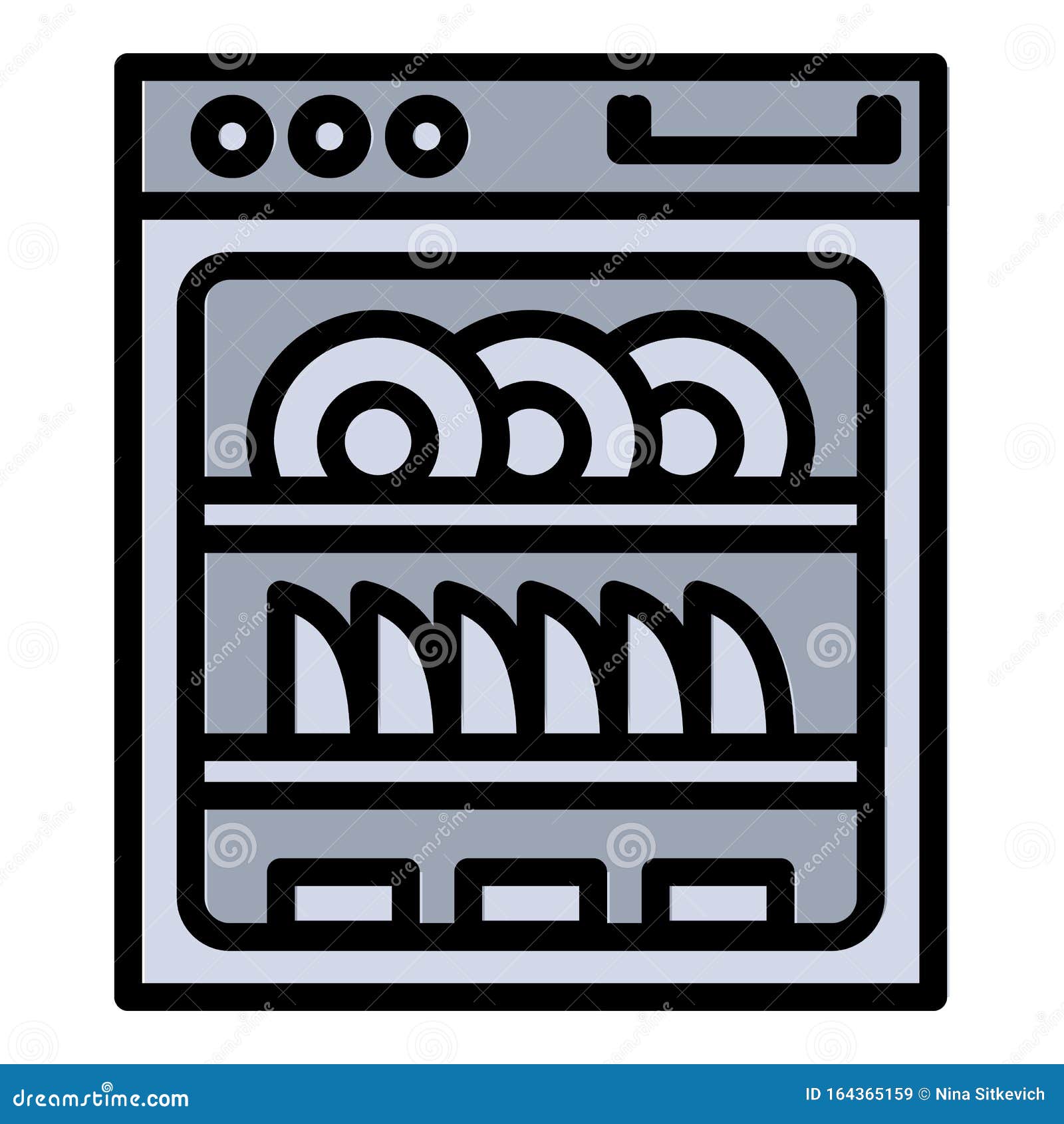 Modern Dishwasher Icon, Outline Style Stock Vector Illustration of dishwashing, cleaner 164365159