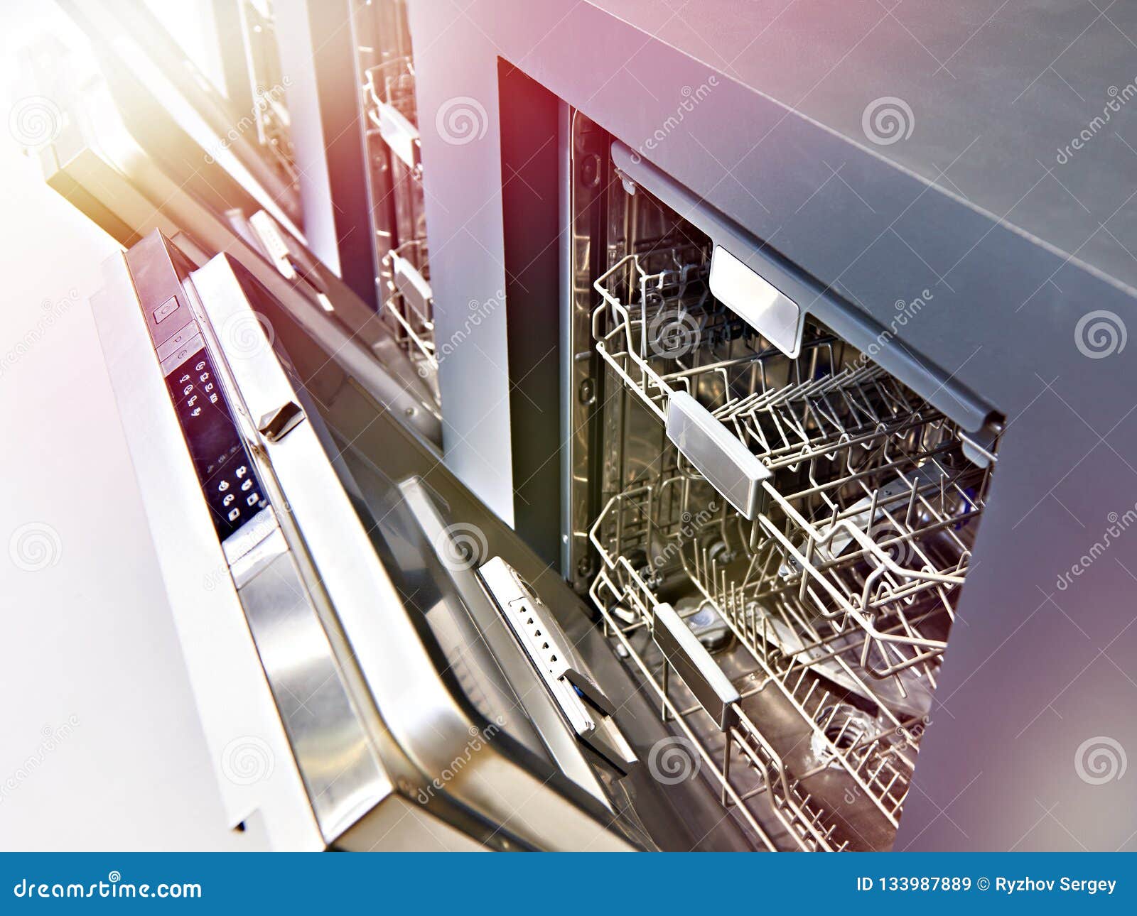 Modern Dishwashers on Display at Store Stock Image Image of show