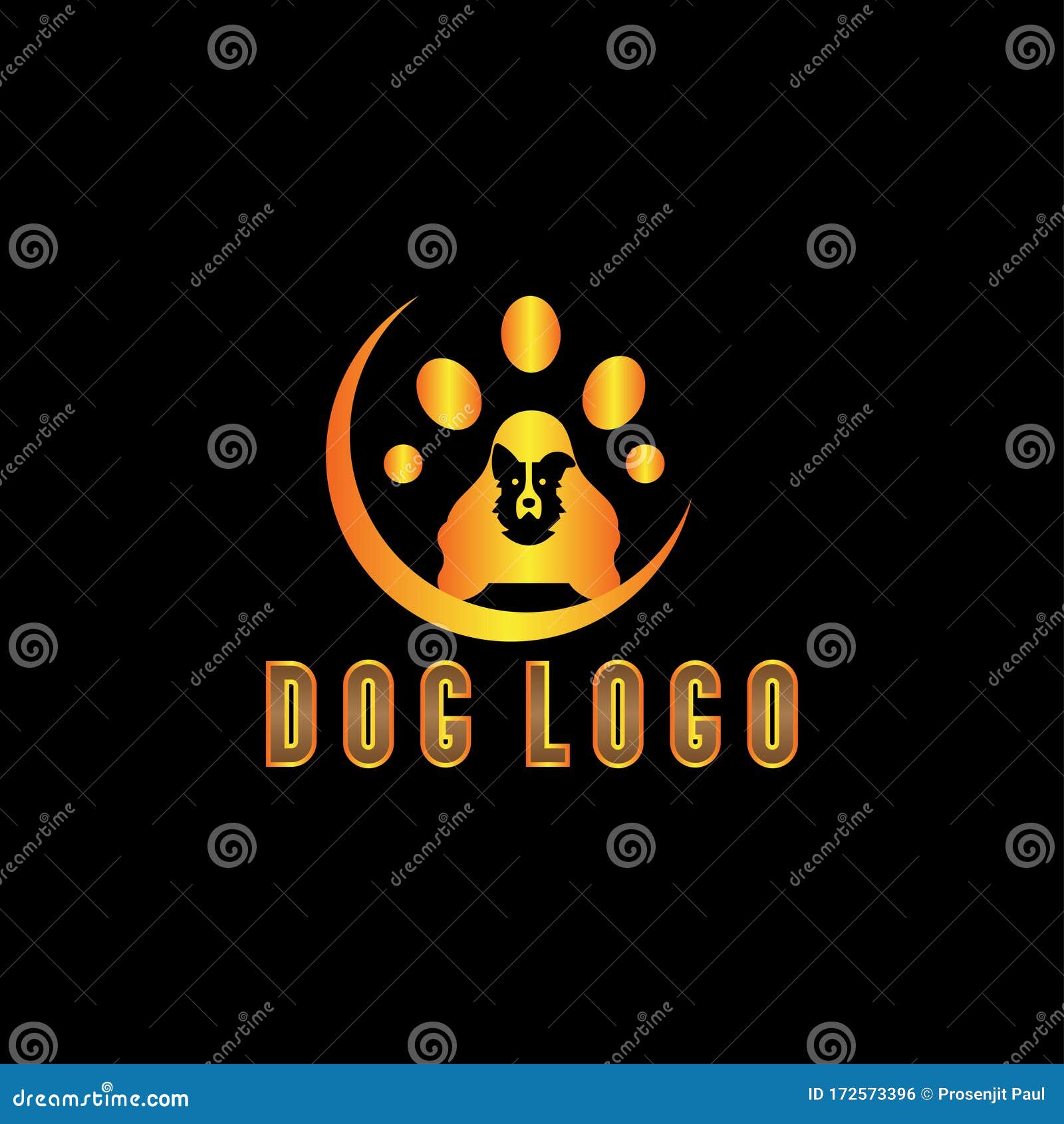 Modern Dog in Paw Logo Design Vector Stock Vector Illustration of black, color 172573396