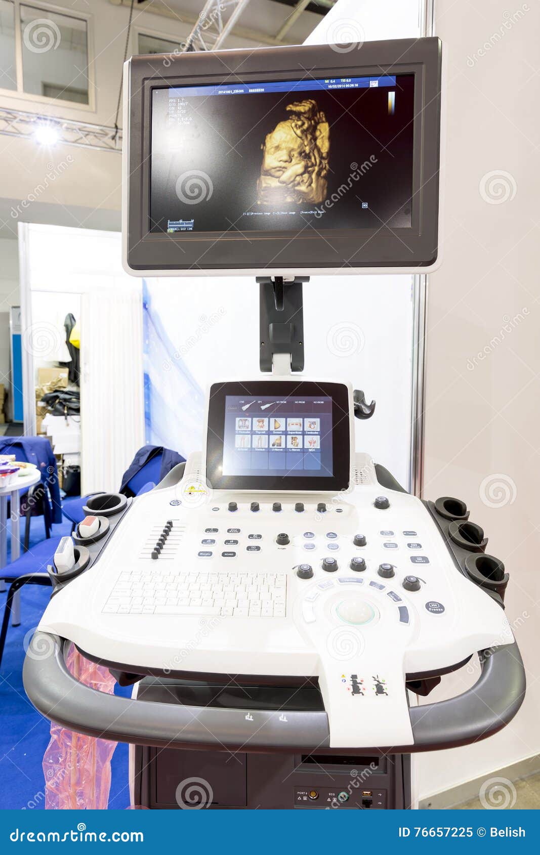 Modern Echocardiography (ultrasound) Machine Monitor. Colour Ima