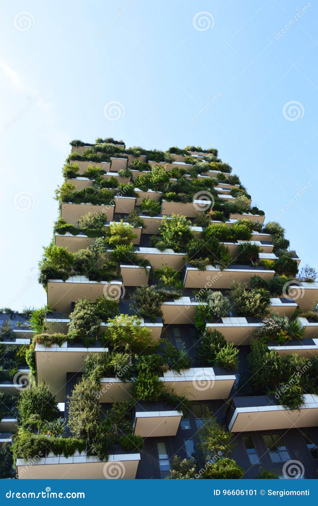 modern and ecologic skyscrapers with many trees on every balcony. bosco verticale, milan, italy