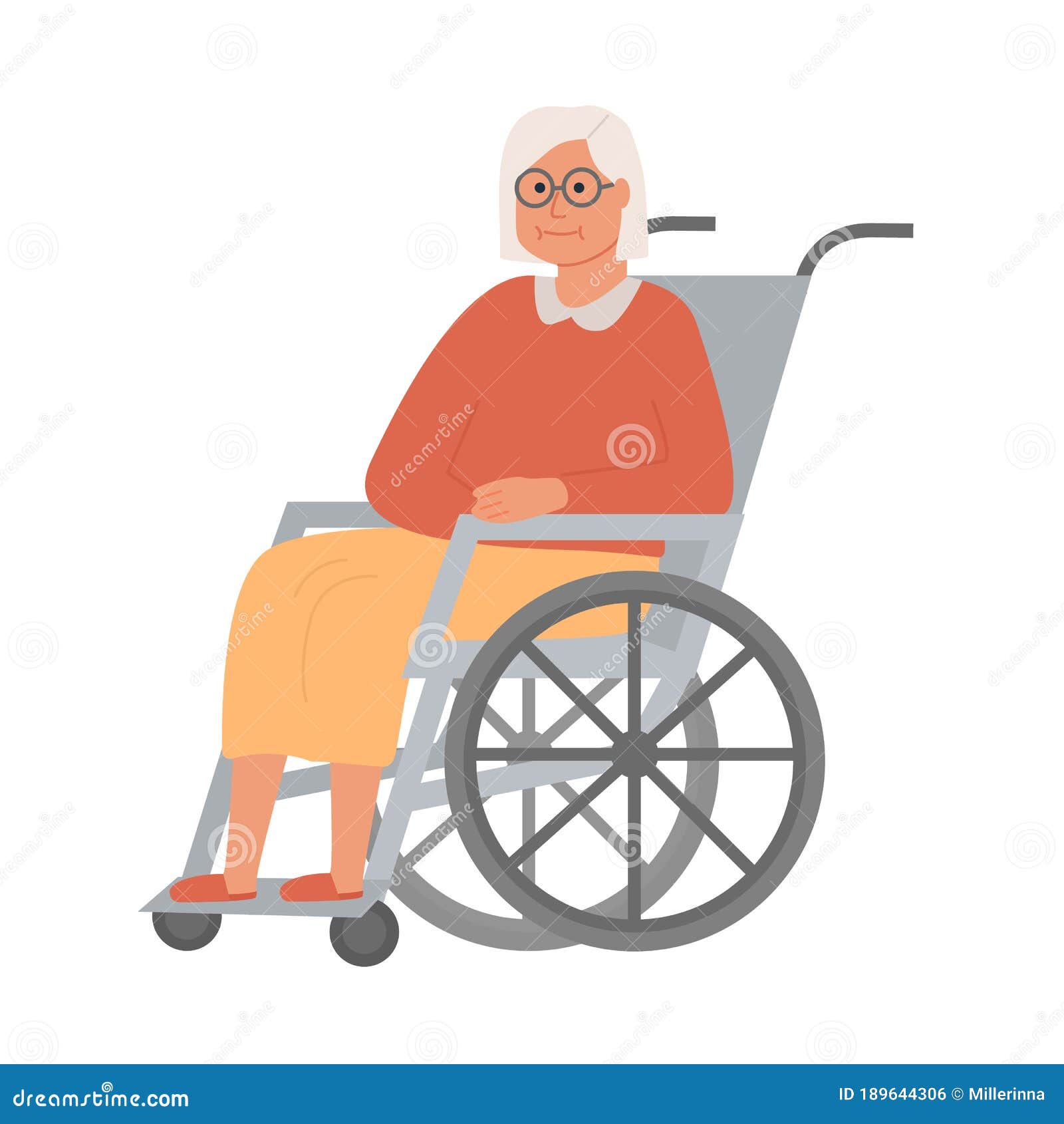 Modern Elderly Disabled Woman in Wheelchair. Old Lady Grandmother ...