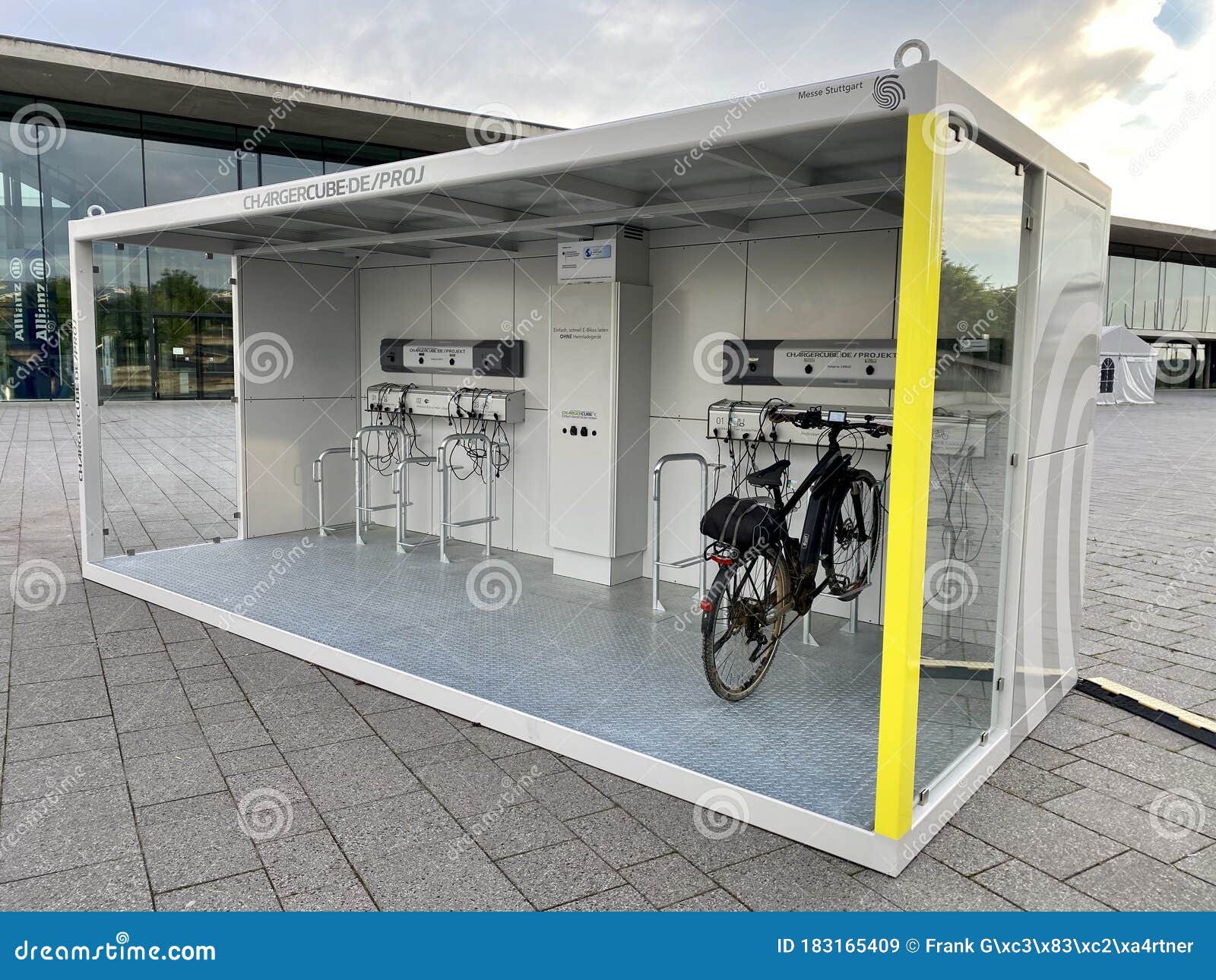 Modern Electric Bike Charging Station. Green Technology Concept by