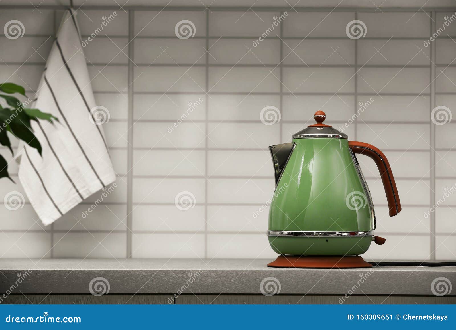 Modern Electric Kettle on Grey Kitchen Counter Stock Image Image of